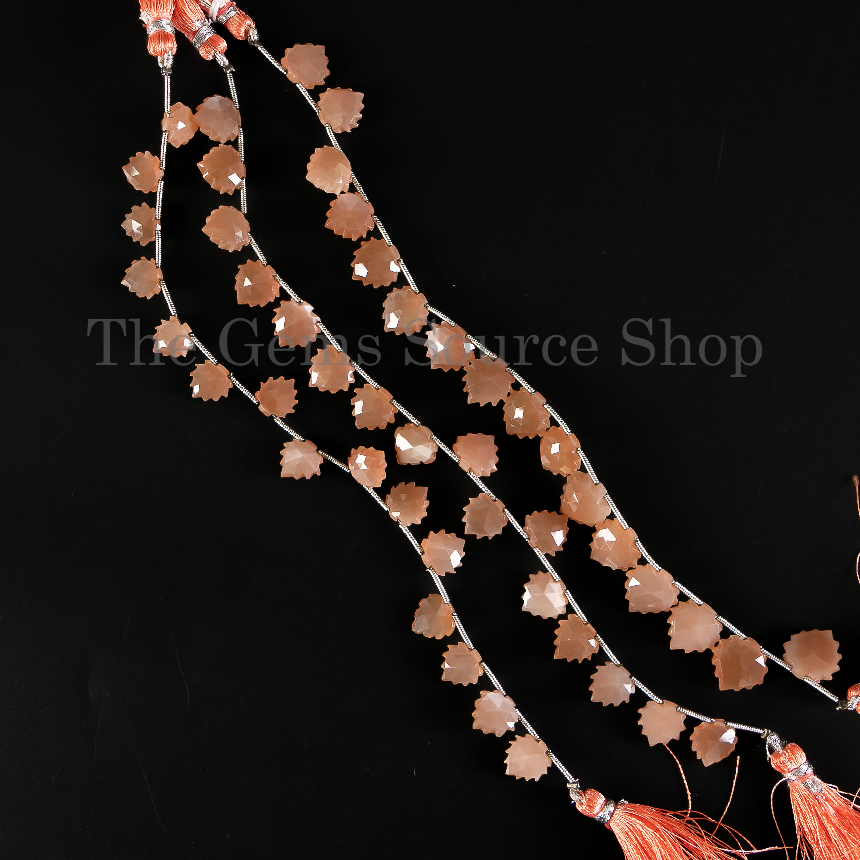 Heart Shape Carved Natural Peach Moonstone Side Drilled Bulk Beads Strand- 10-12mm-8"