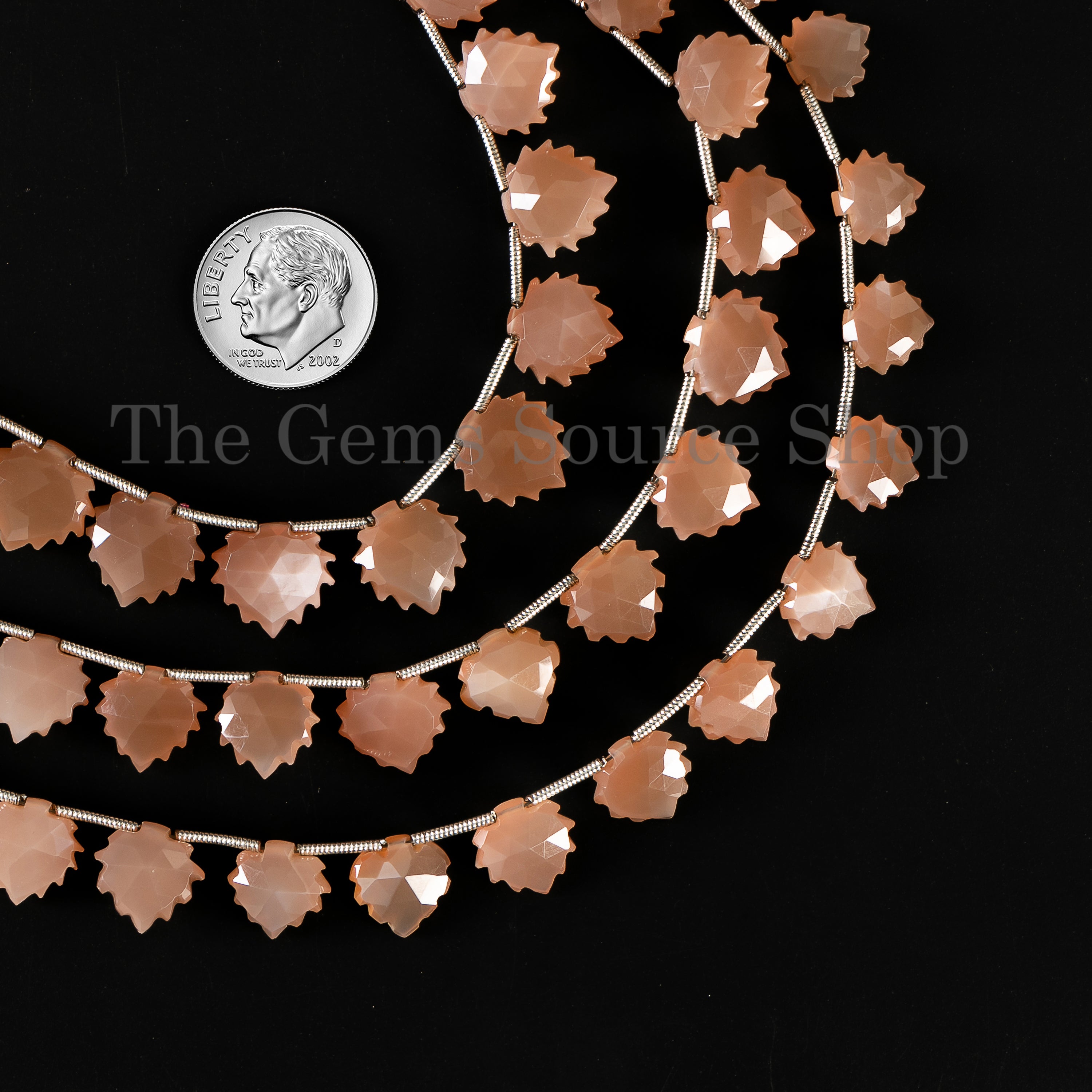 Heart Shape Carved Natural Peach Moonstone Side Drilled Bulk Beads Strand- 10-12mm-8"