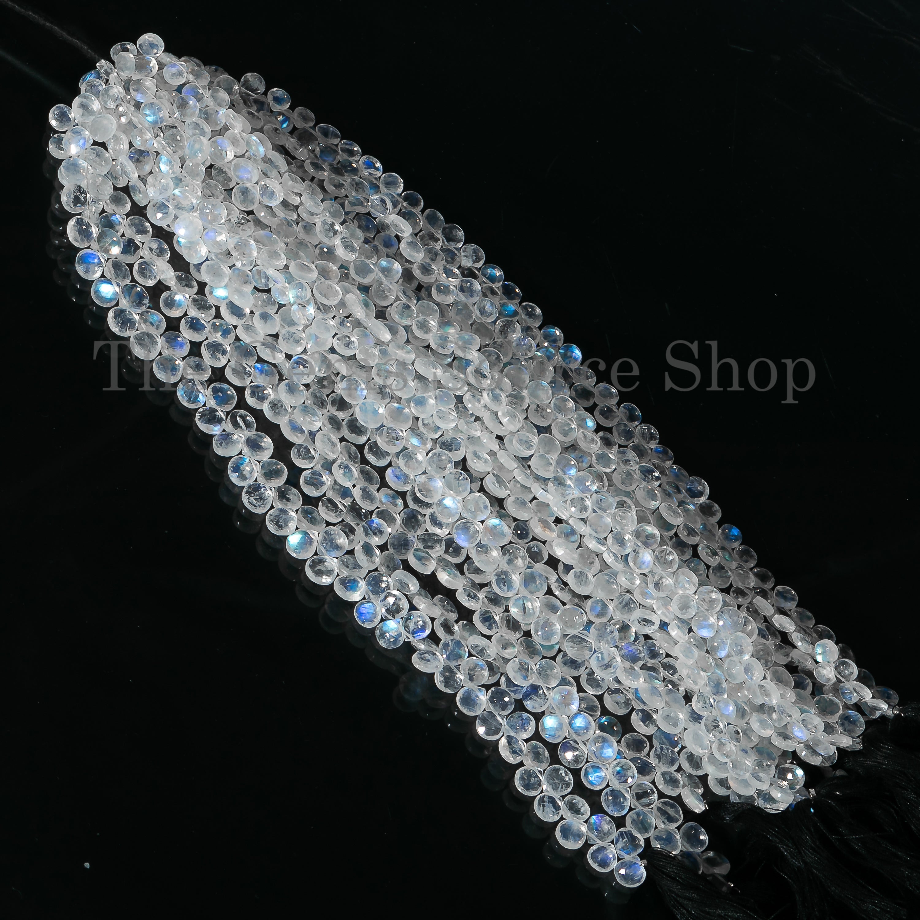 Heart Shape Natural Rainbow Moonstone Faceted 6-7mm Gemstone Beads 9" Strand