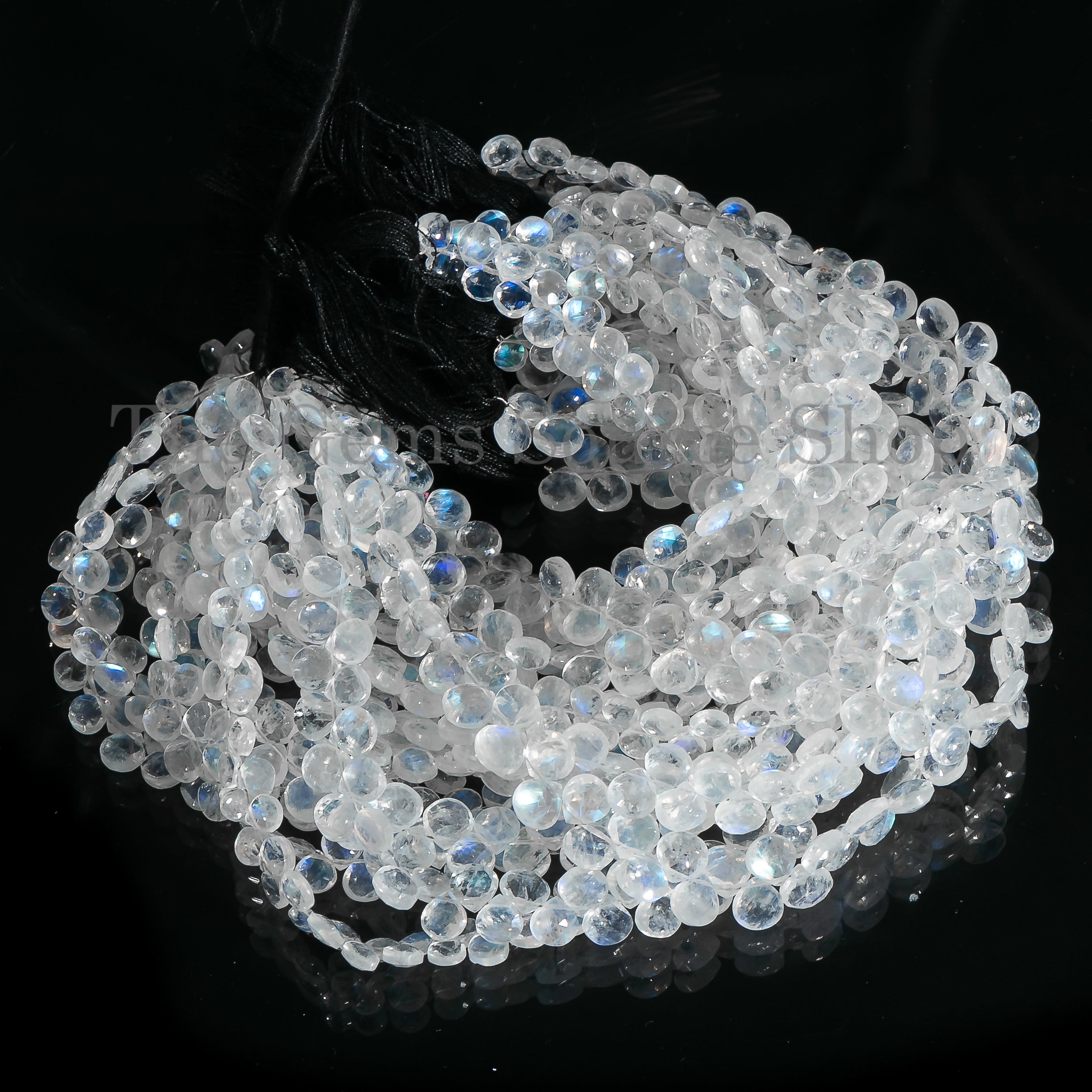 Heart Shape Natural Rainbow Moonstone Faceted 6-7mm Gemstone Beads 9" Strand