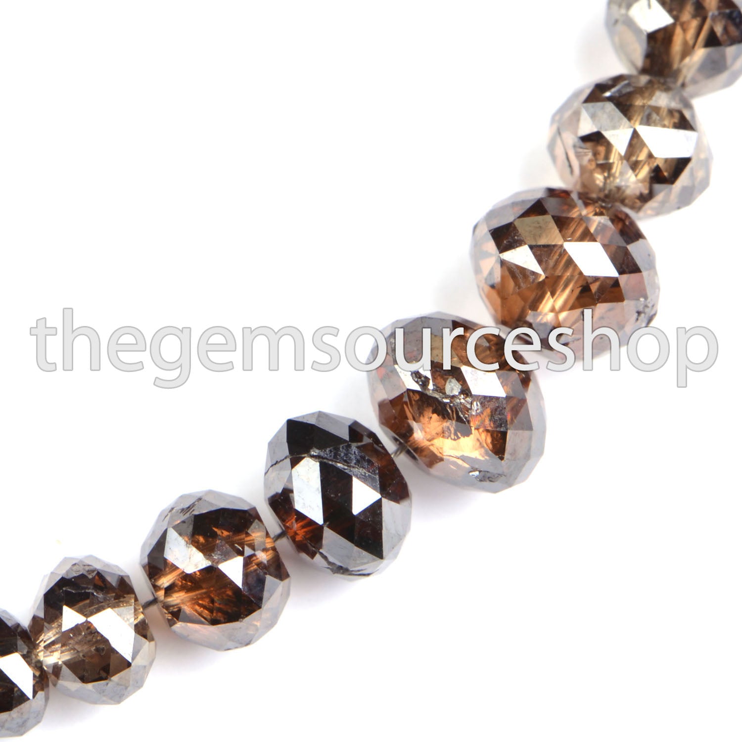 High Quality Brown Diamond 2.25-6.5mm Faceted Rondelle Shape Wholesale Beads 18" Strand