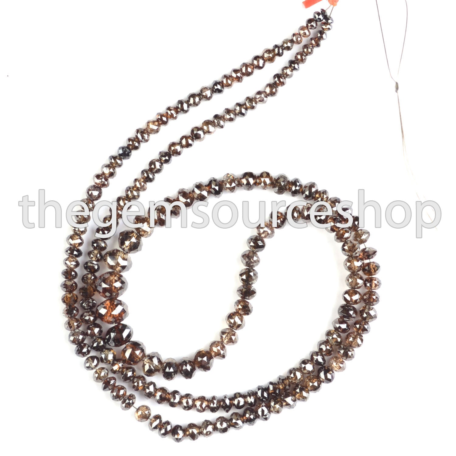 High Quality Brown Diamond 2.25-6.5mm Faceted Rondelle Shape Wholesale Beads 18" Strand