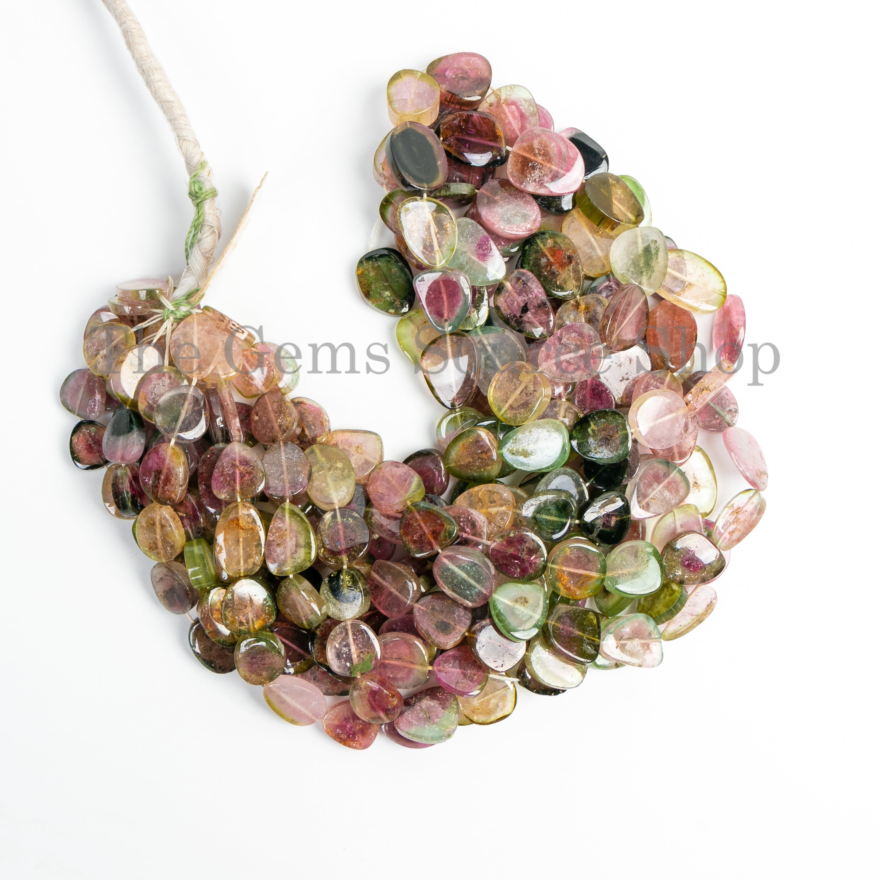 High Quality Watermelon Tourmaline 9x10-10x14mm Smooth Slice Wholesale Beads 18" Strand