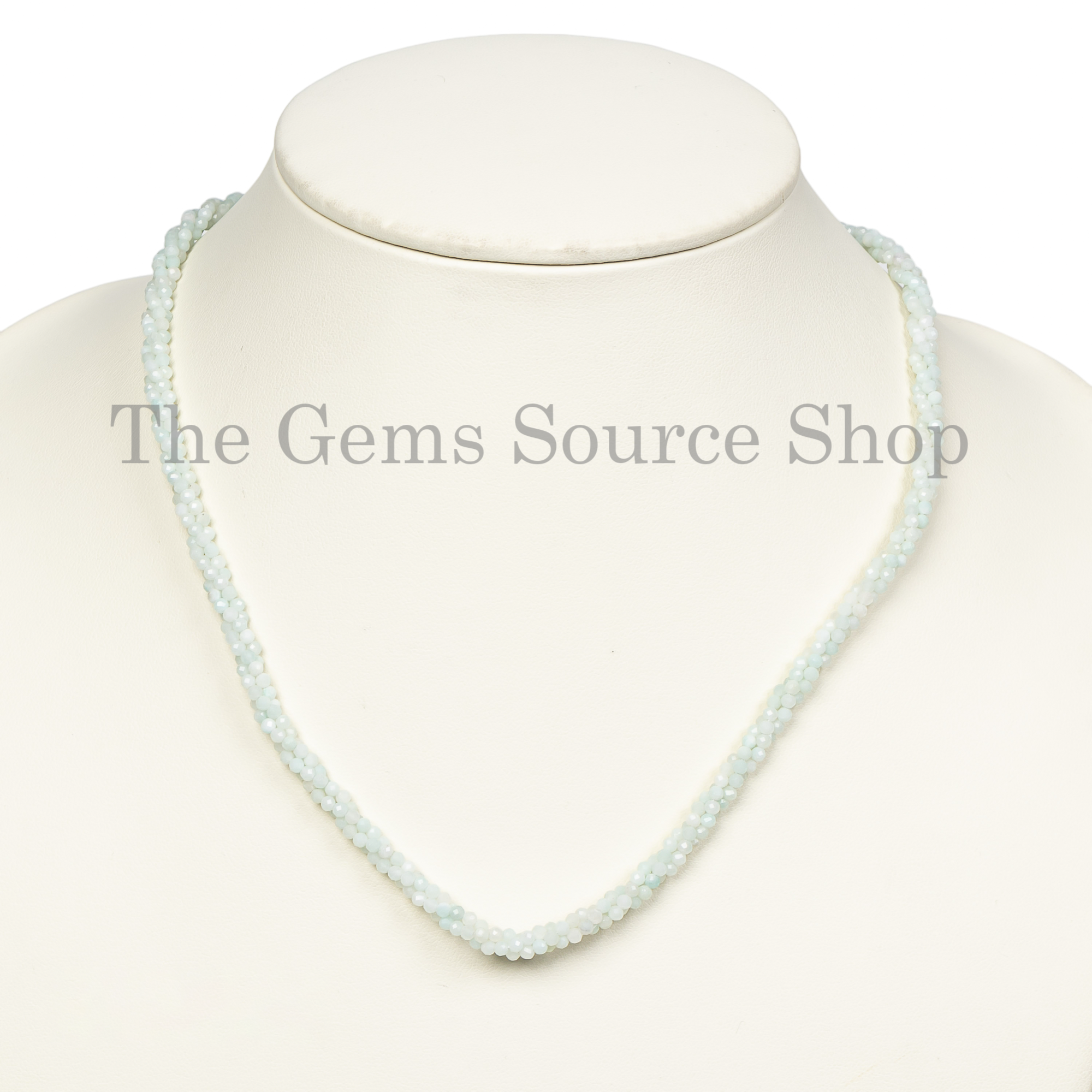 HIPPIE CHIC Natural Aquamarine Beaded Women Choker Necklace with 925 Silver Magnetic Lock