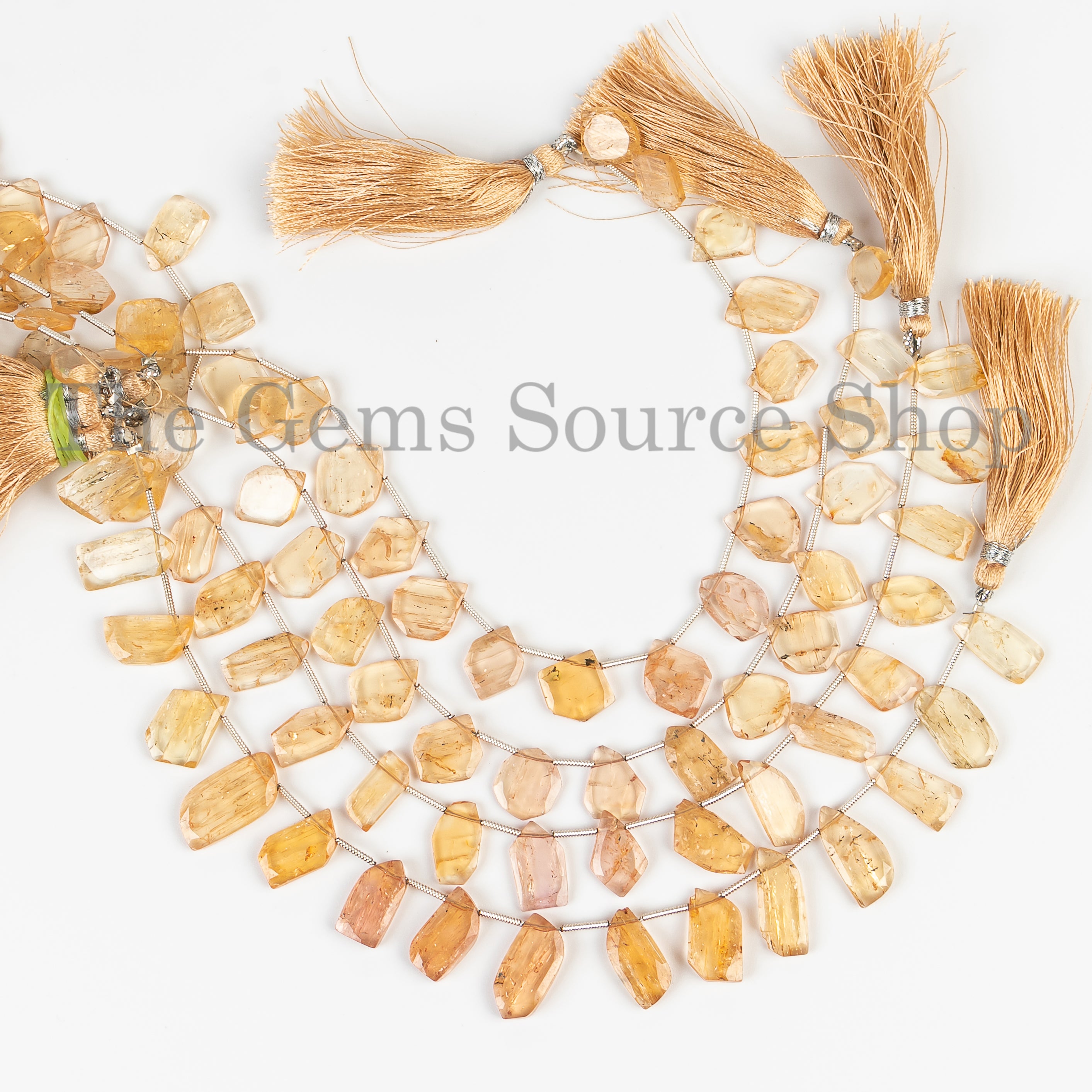 Natural Imperial Topaz Faceted Nuggets Shape Beads 8" Strand for Jewelry