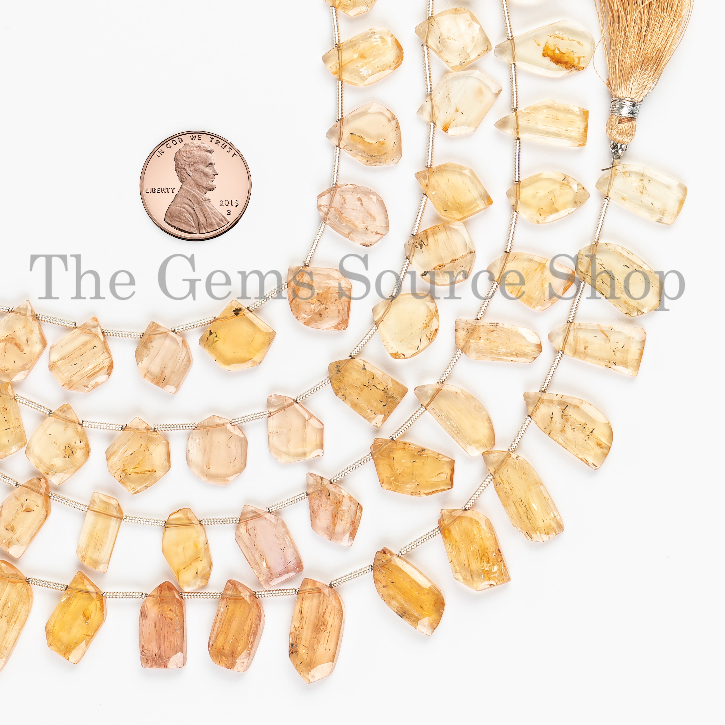 Natural Imperial Topaz Faceted Nuggets Shape Beads 8" Strand for Jewelry