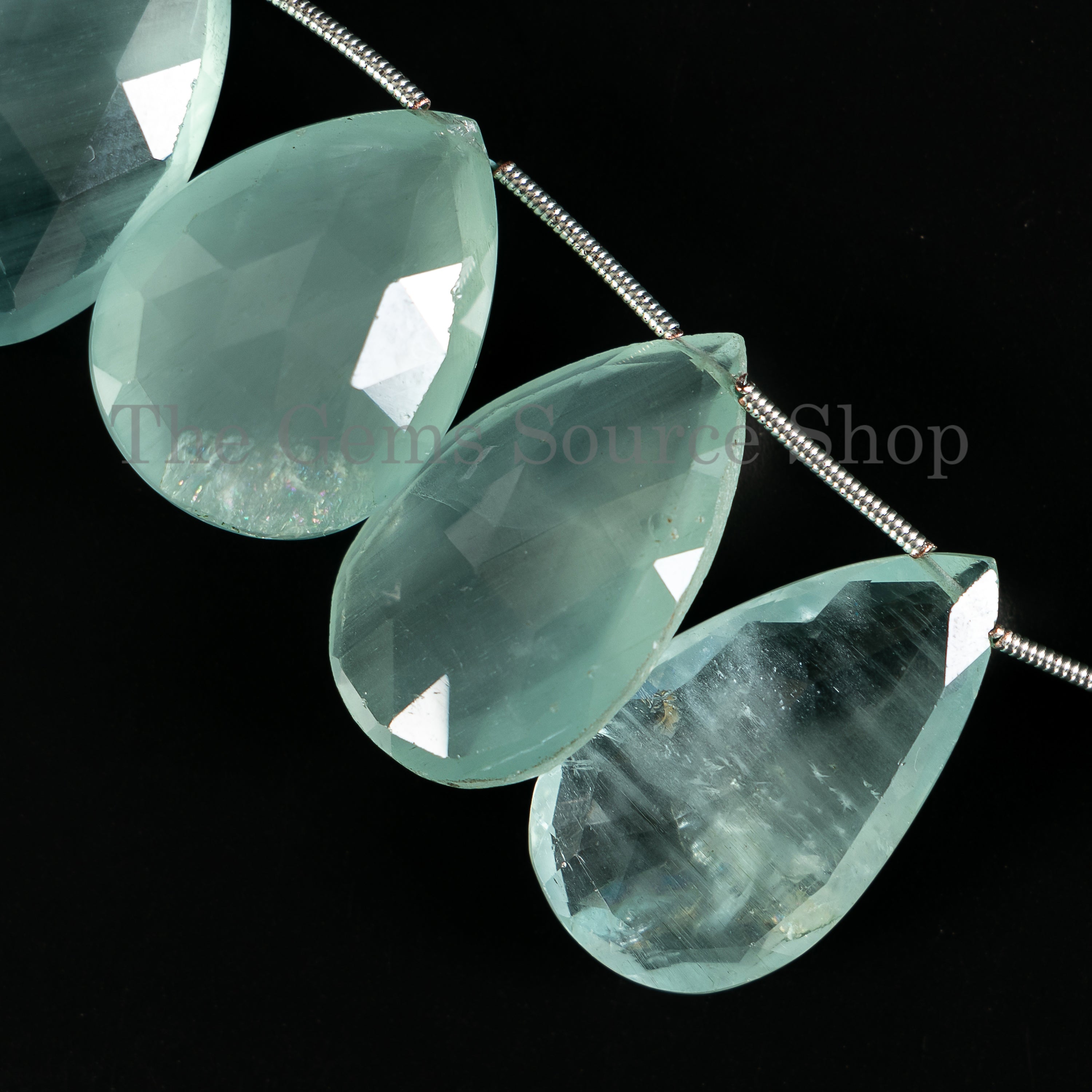 Large Size Natural Aquamarine Plain Pear Shape 14x25-20x25mm Wholesale Beads 5" Strand