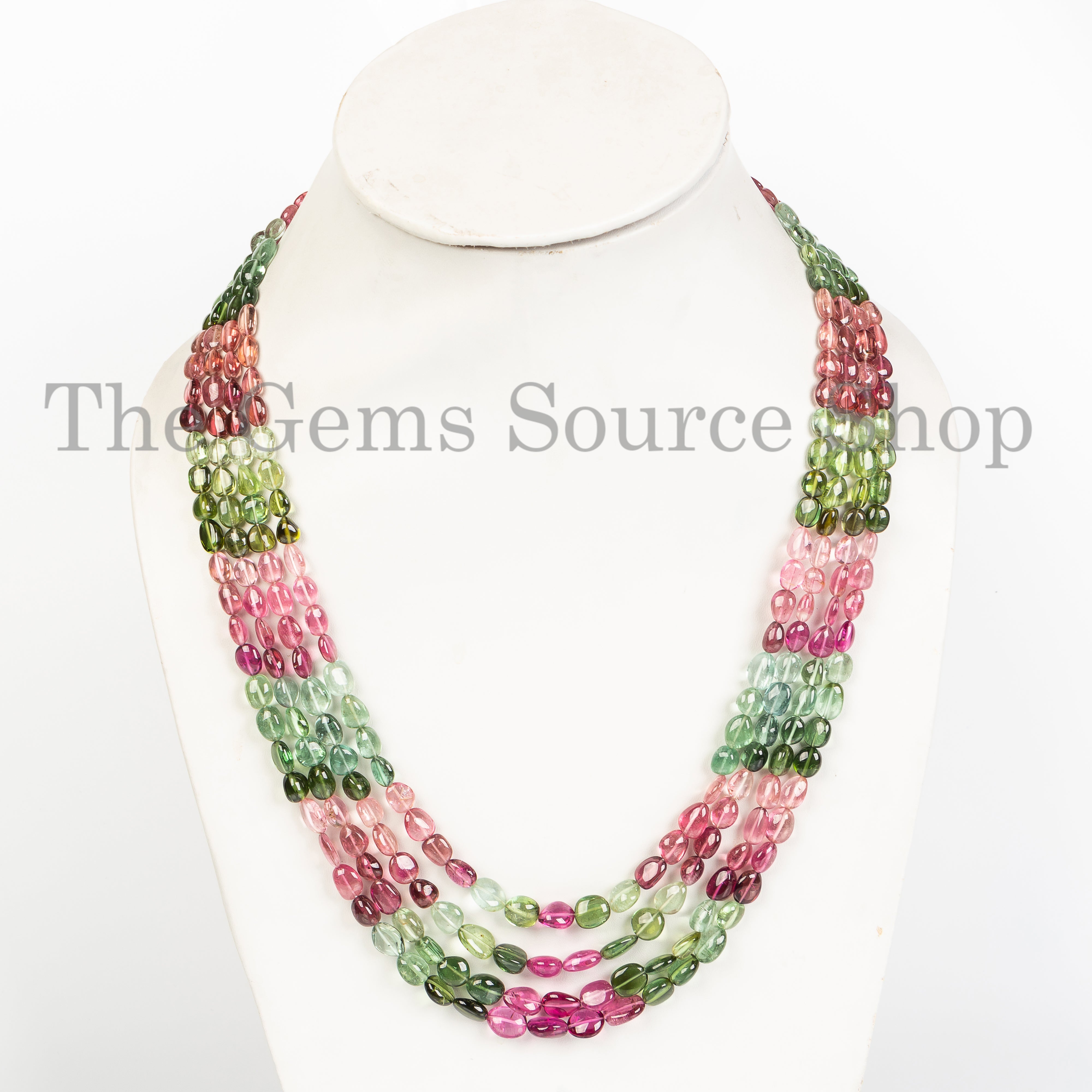 Natural Multi Tourmaline Oval Beaded Necklace- Gemstone Layer Women Necklace