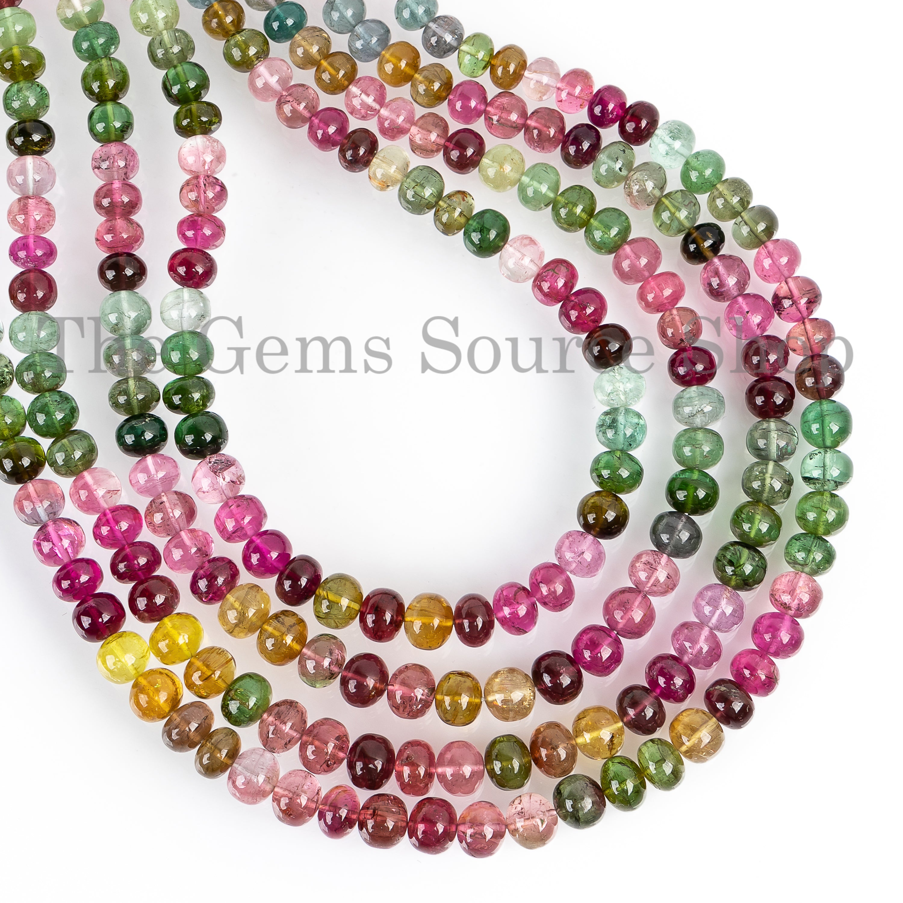 Natural Multi Tourmaline Smooth Rondelle Gemstone Beaded Necklace for Women