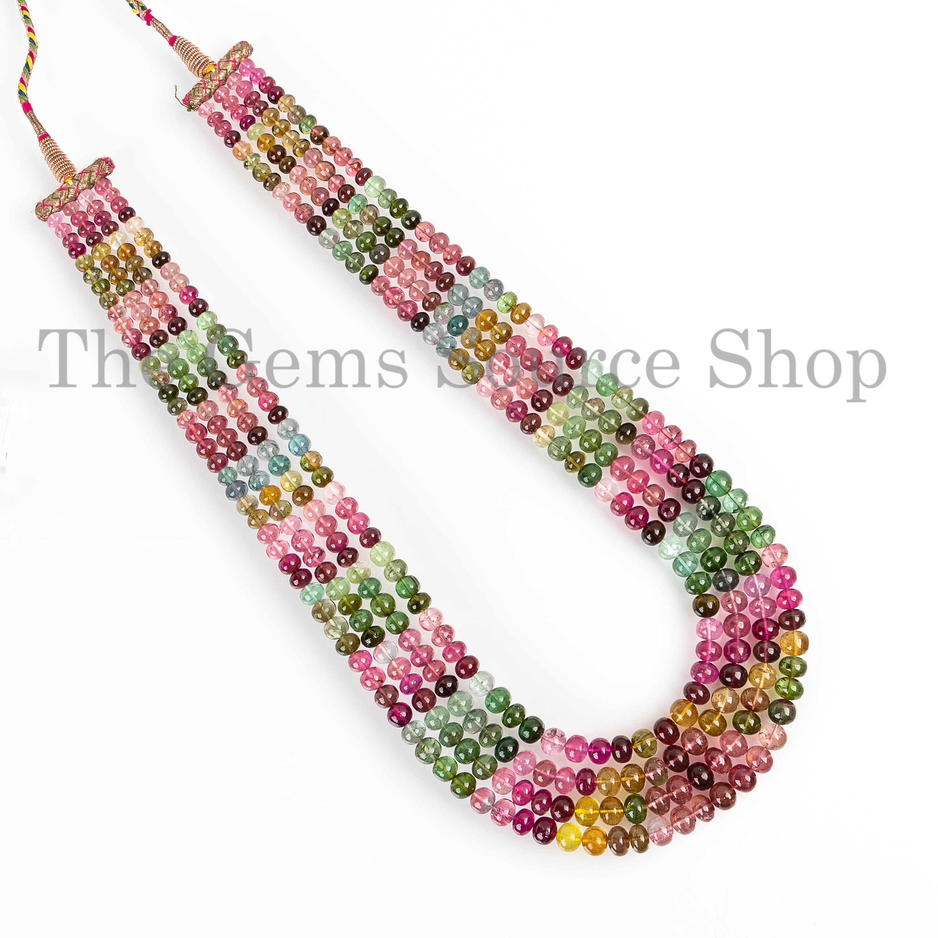 Natural Multi Tourmaline Smooth Rondelle Gemstone Beaded Necklace for Women