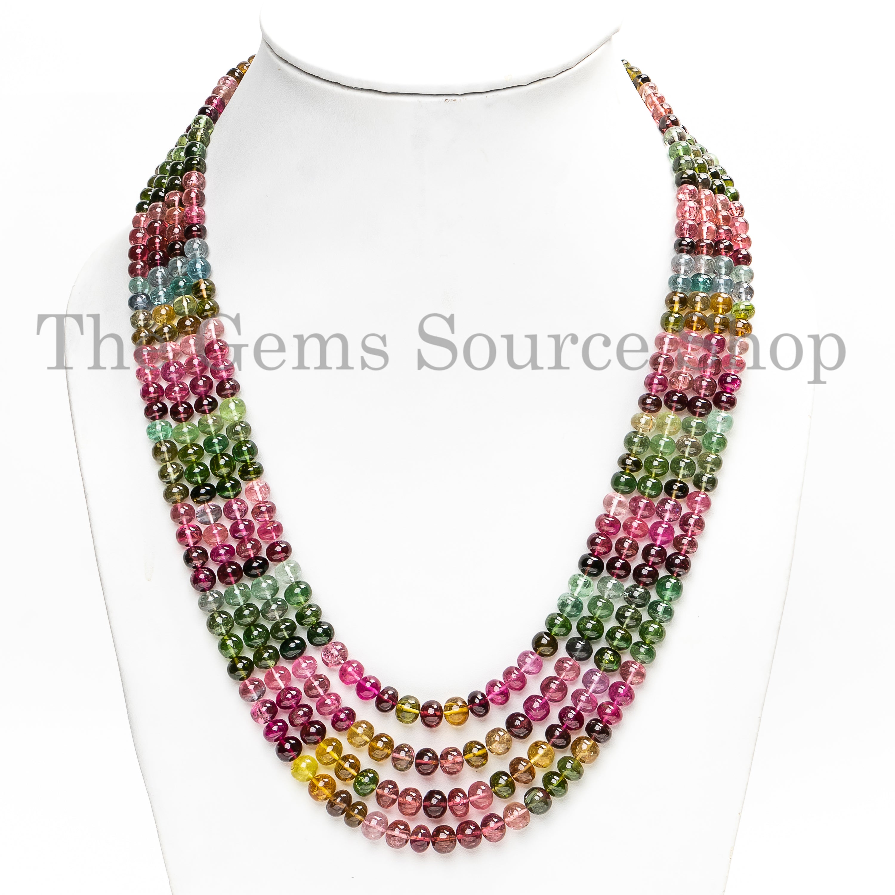 Natural Multi Tourmaline Smooth Rondelle Gemstone Beaded Necklace for Women