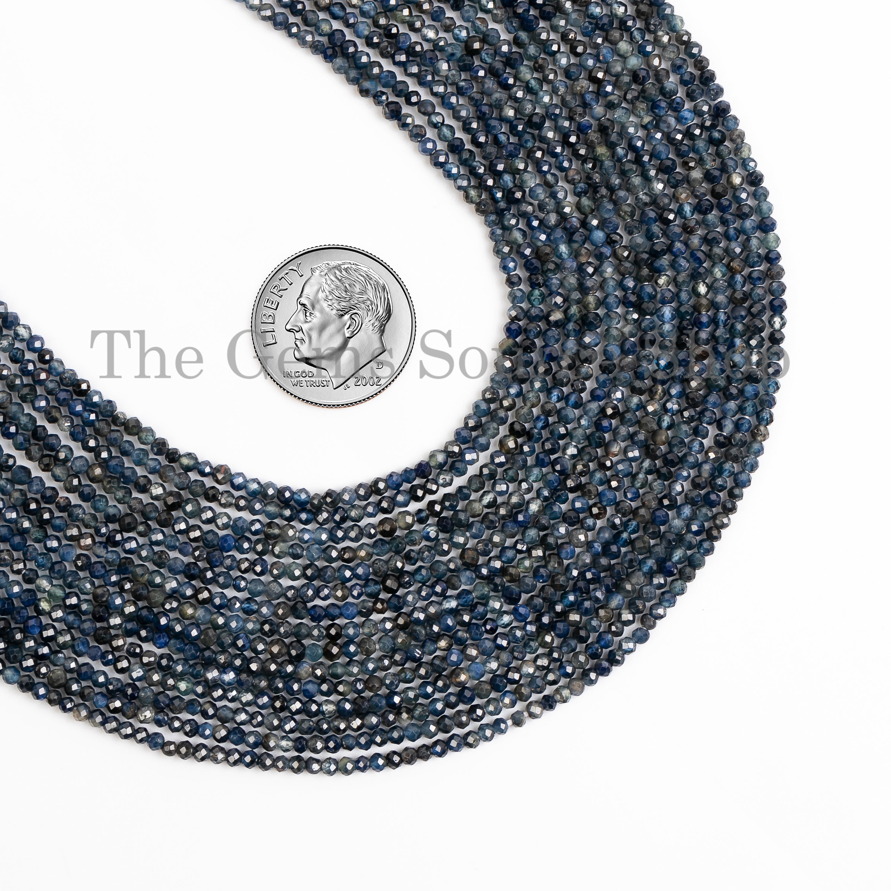 2-2.5mm-12" Natural Mystic Sapphire Faceted Rondelle Shape Beads for Jewelry Makings