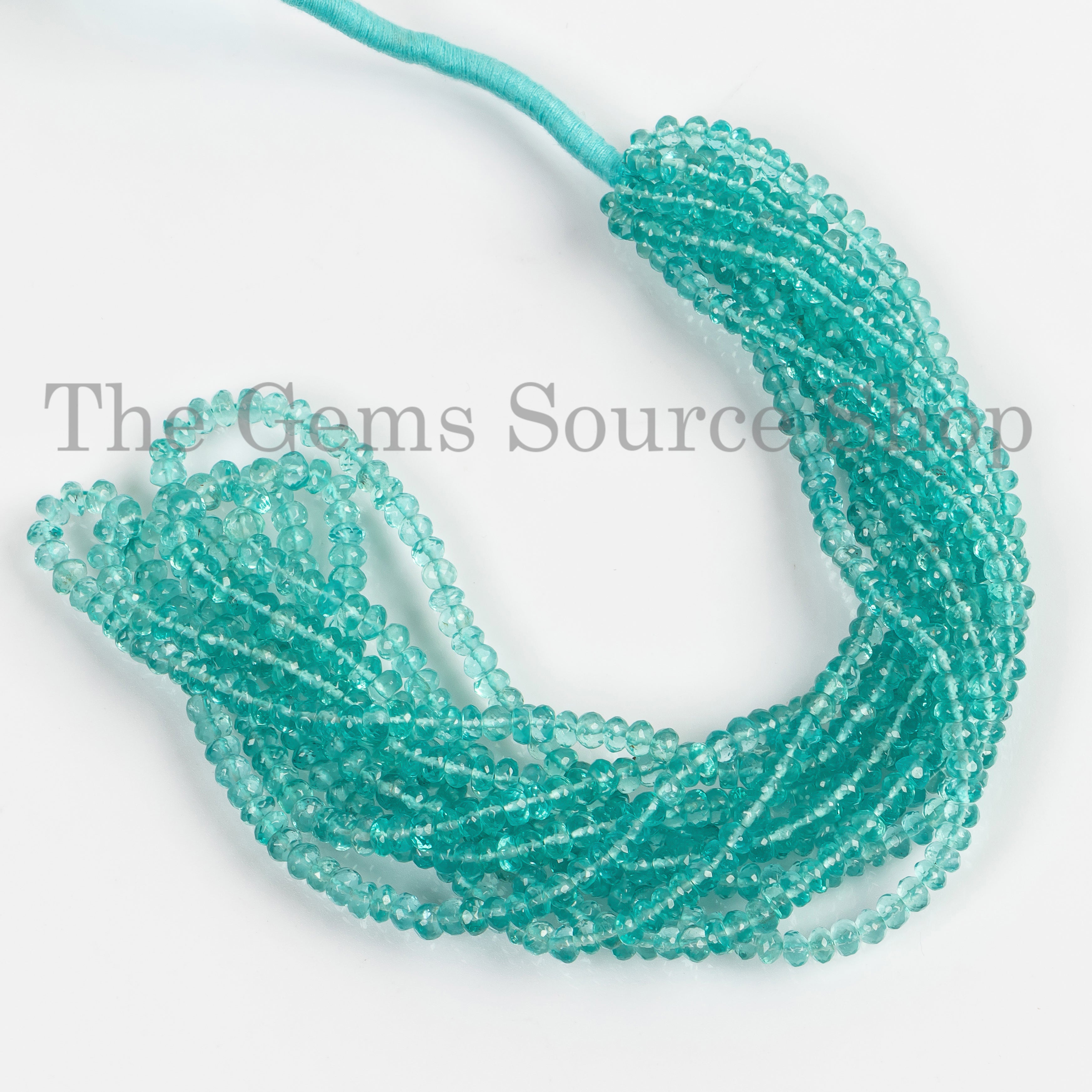 Natural Apatite Faceted Rondelle Shape 4-5.5mm Gemstone Beads 16" Wholesale Strand