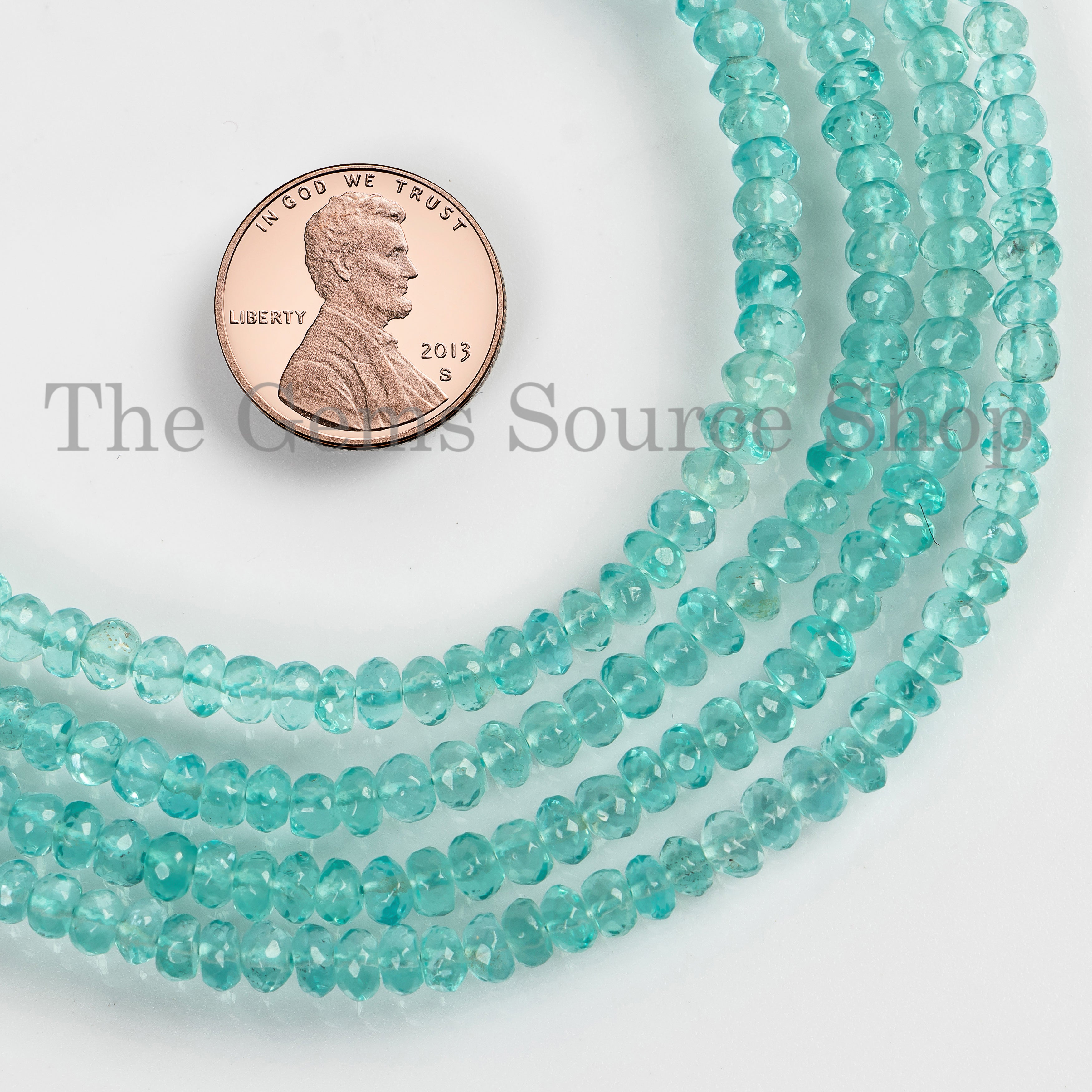 Natural Apatite Faceted Rondelle Shape 4-5.5mm Gemstone Beads 16" Wholesale Strand