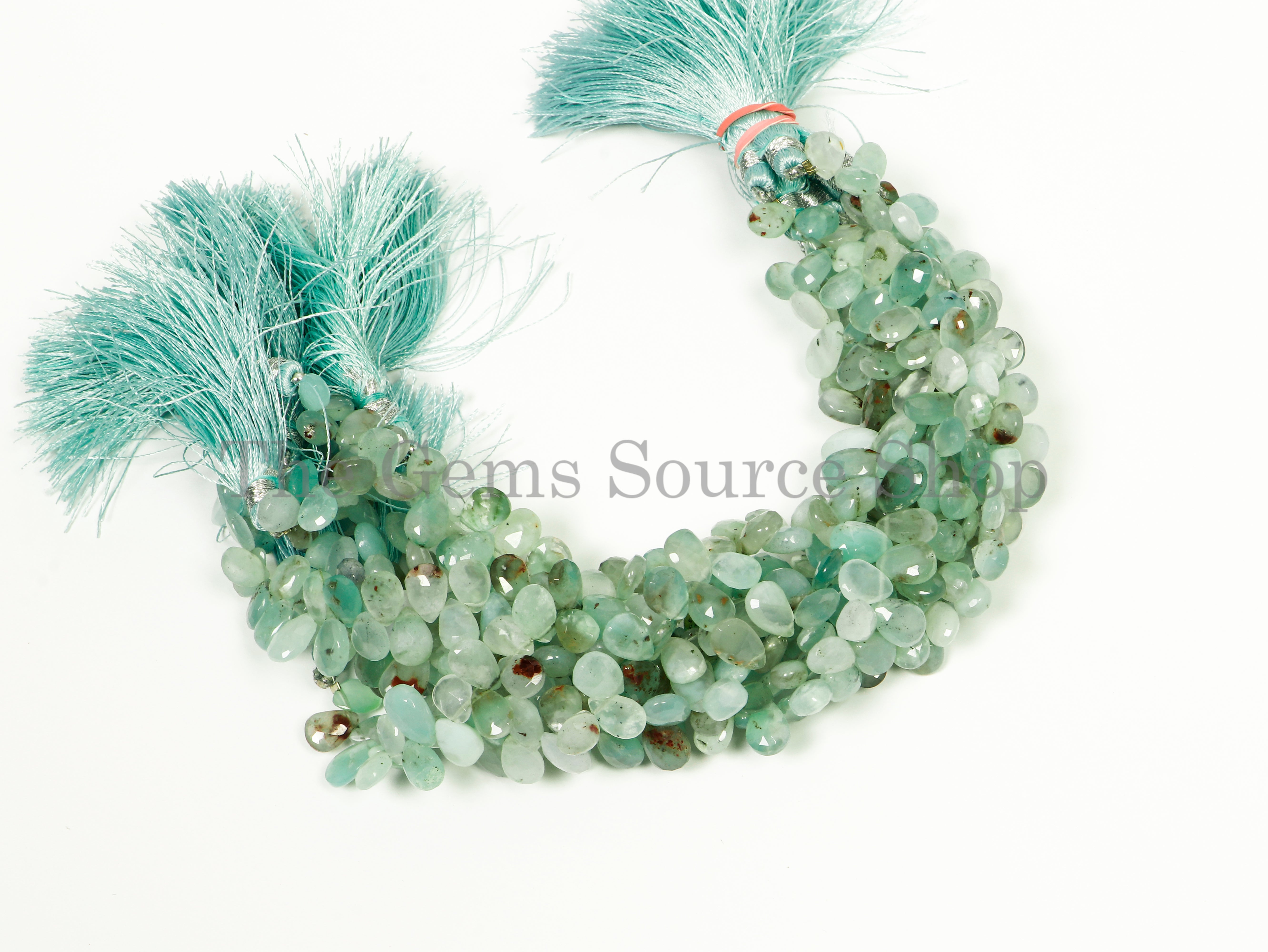 5x8.5-7x11..5mm-8" Natural Aqua Chalcedony Faceted Pear Shape Beads for Jewelry Makings