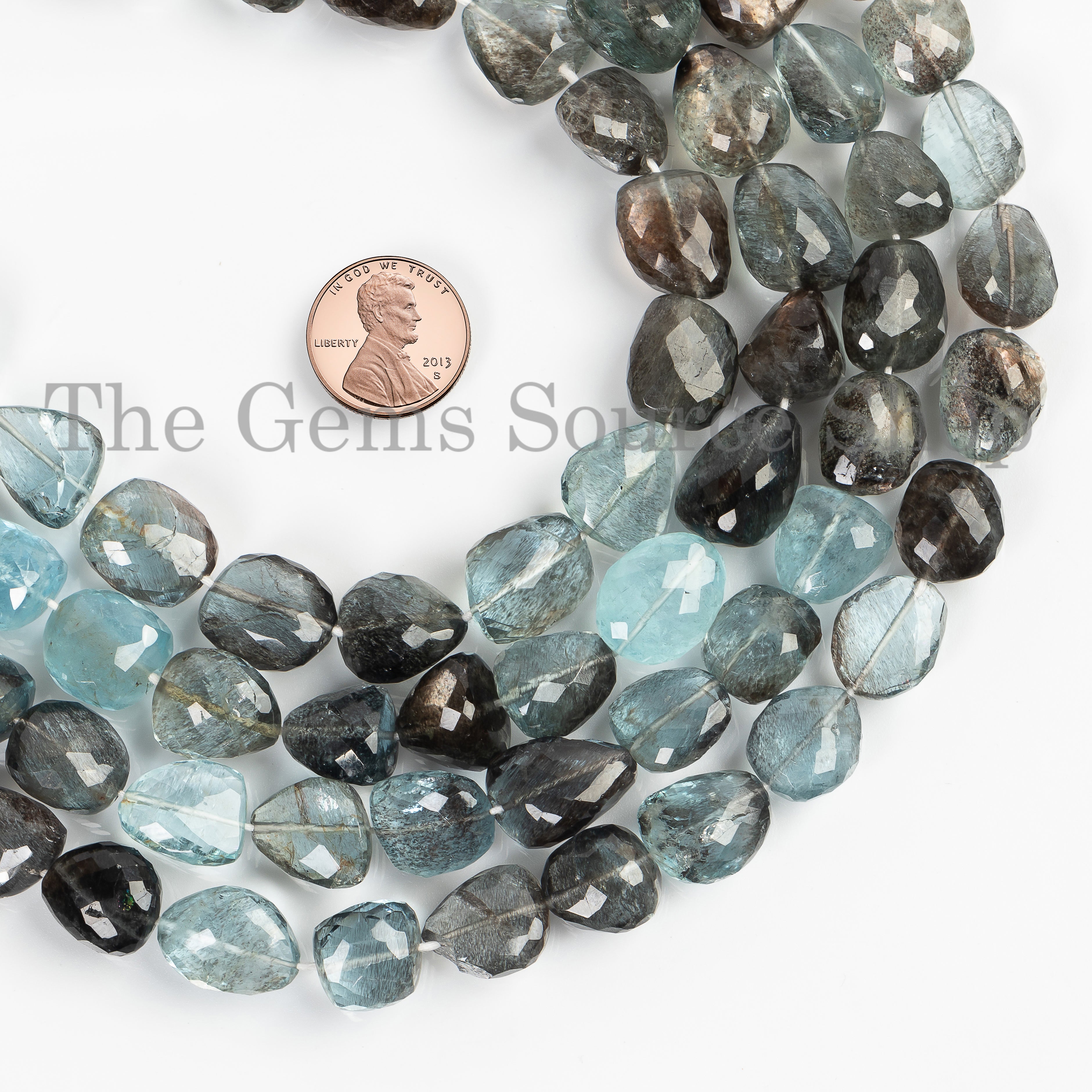 Natural Aquamarine Faceted Nuggets/ Tumble 12x13-13.5x16mm Gemstone Beads 16" Strand