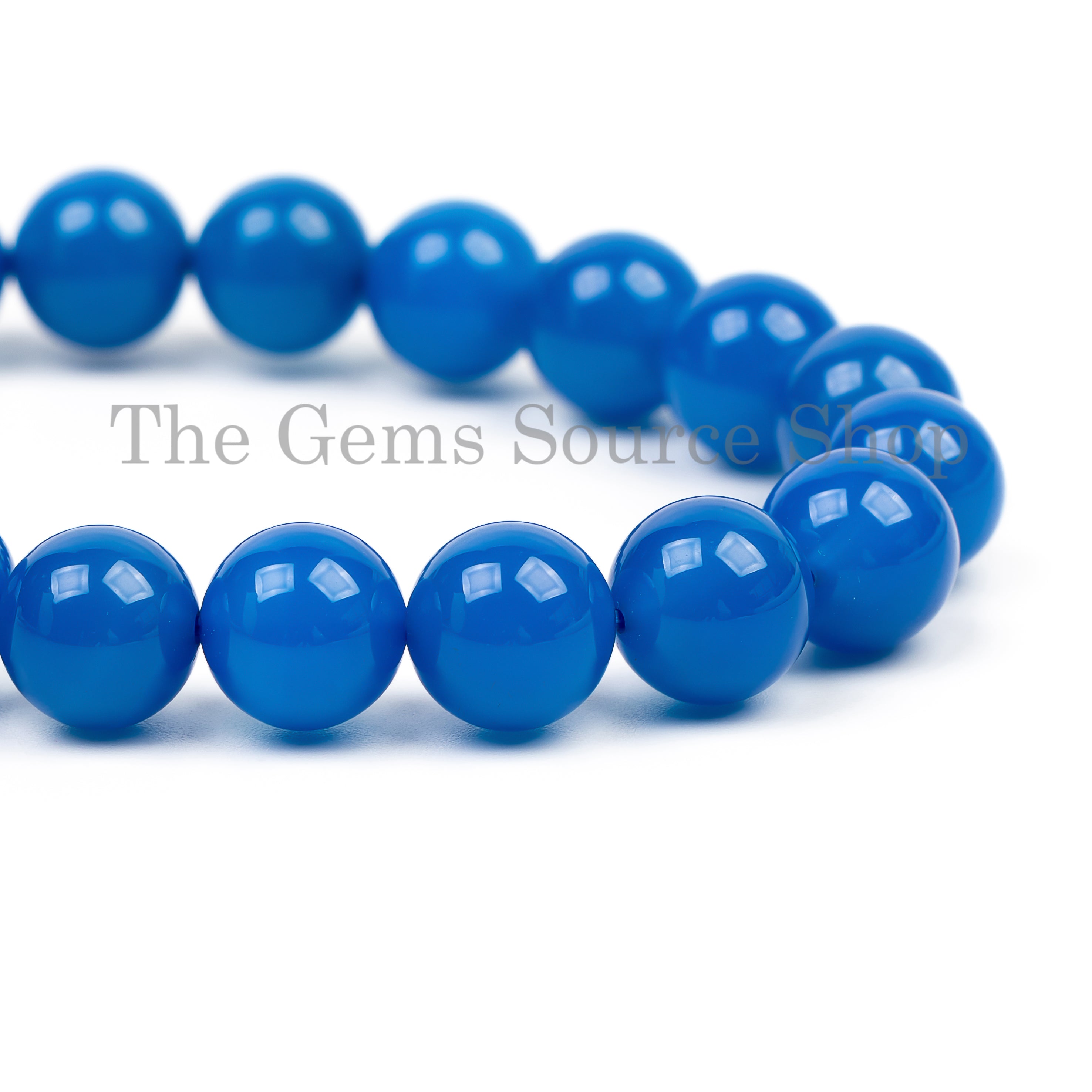 Natural Blue Agate Beaded Bracelet- Unisex Healing Gemstones Hand Jewelry TO GIFT