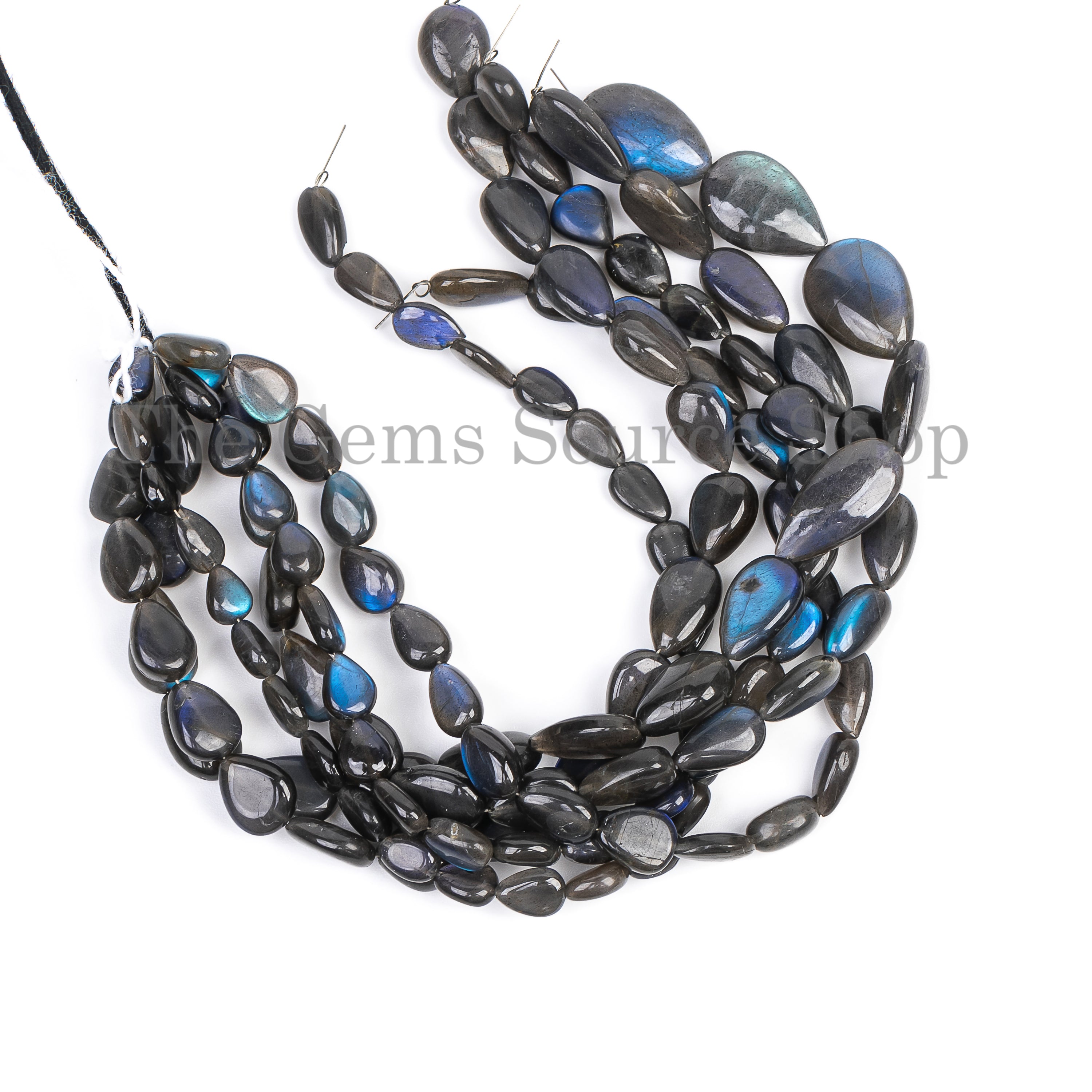 Natural Blue Flashy Labradorite Smooth Pear Shape 6x8-7x9mm Beads Strand -8"