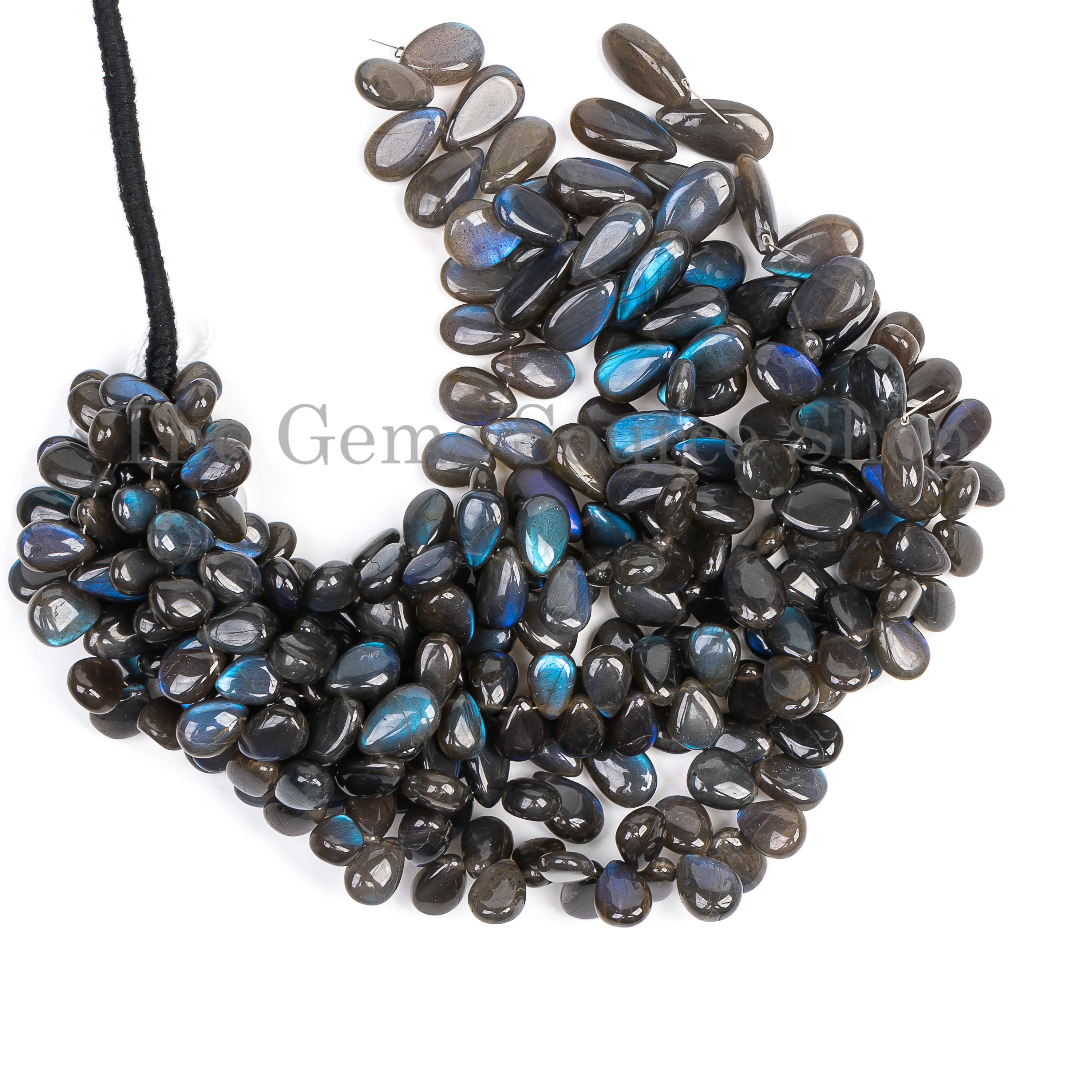 7x9-9x13mm Natural Blue Labradorite Smooth Pear Shape Beads 8" Strand in Bulk