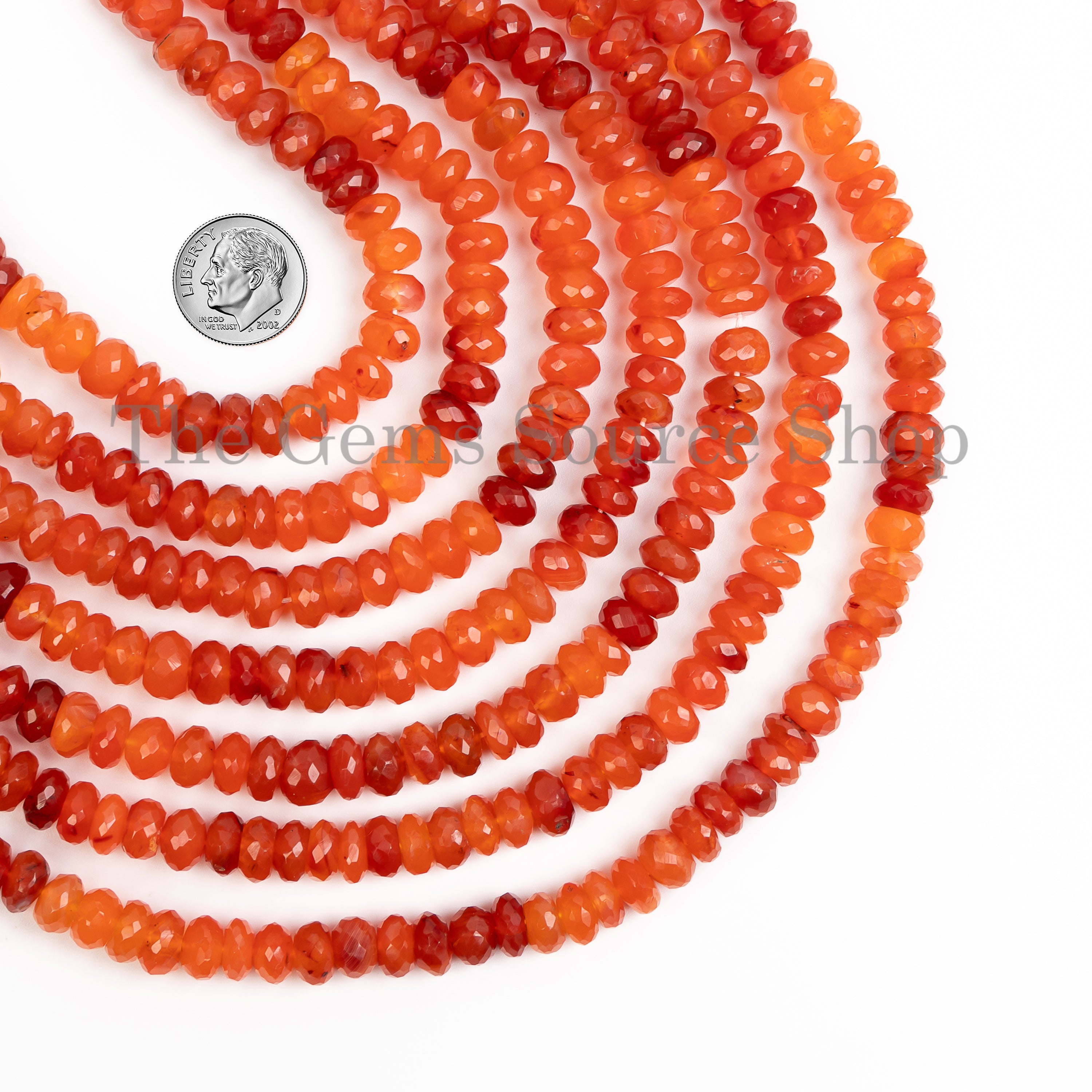 8.5-9mm Natural Carnelian Faceted Rondelle Shape Wholesale Beads 14" Strand