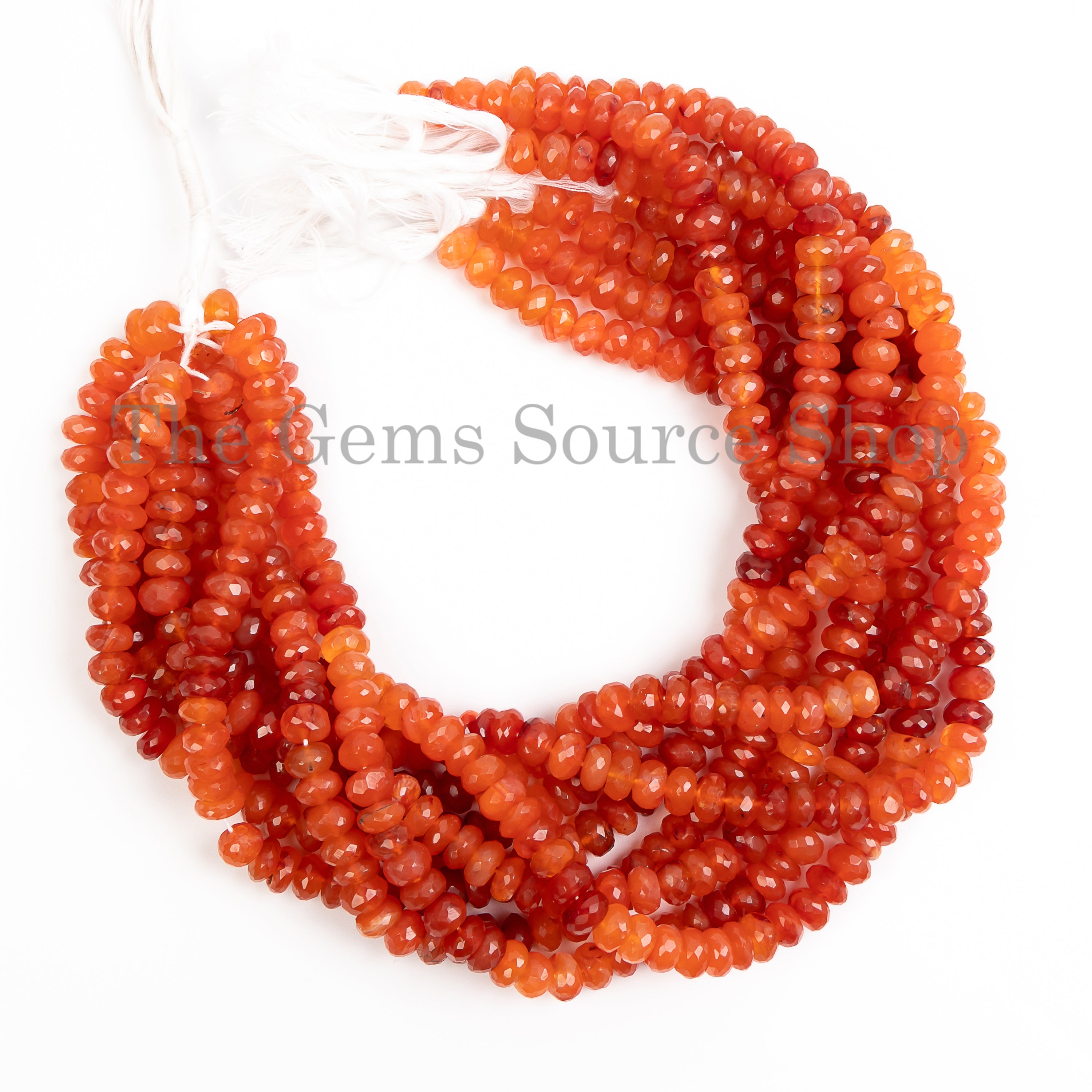 8.5-9mm Natural Carnelian Faceted Rondelle Shape Wholesale Beads 14" Strand