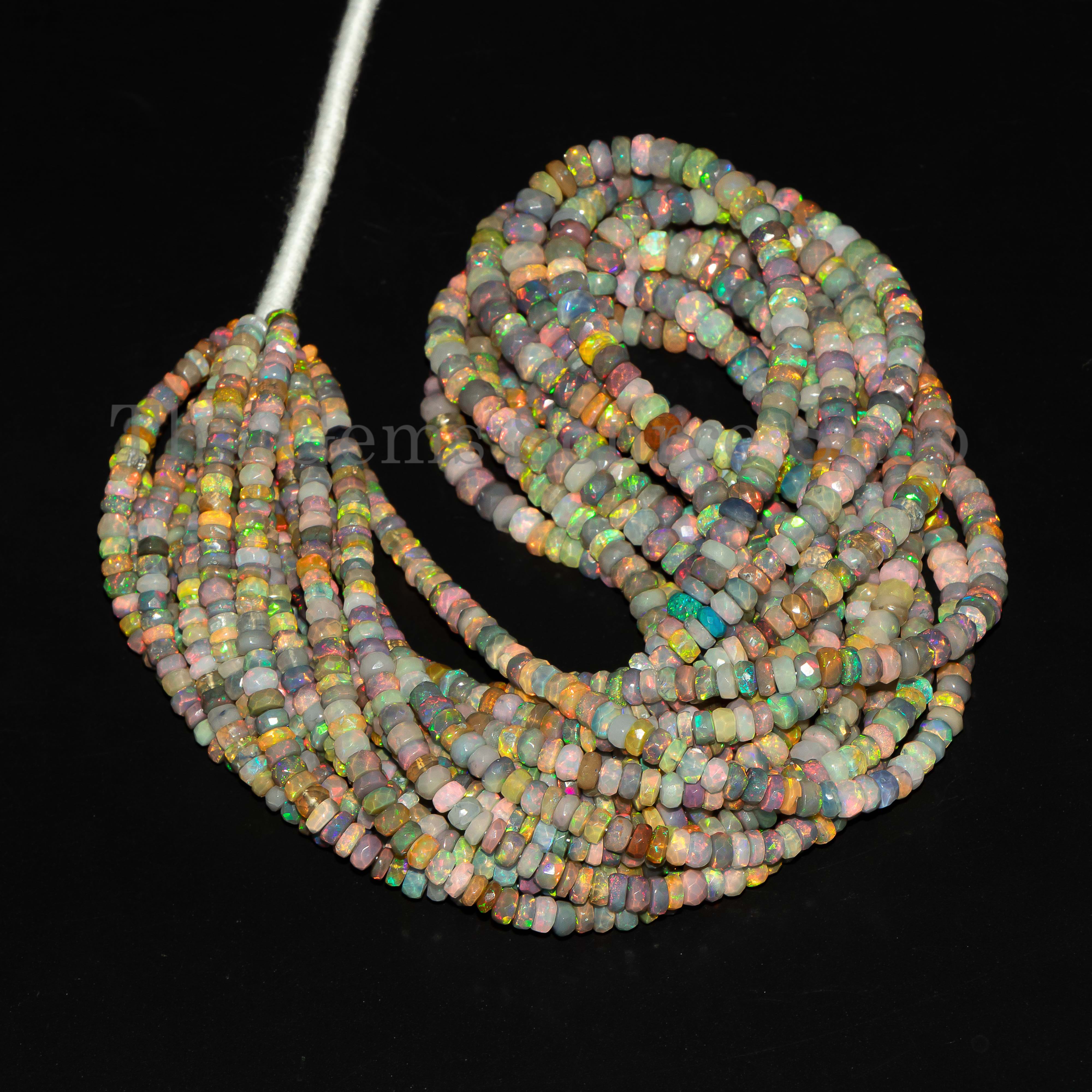 4-5.5mm Natural Disco Opal Faceted Rondelle Shape Wholesale Beads 16" Strand