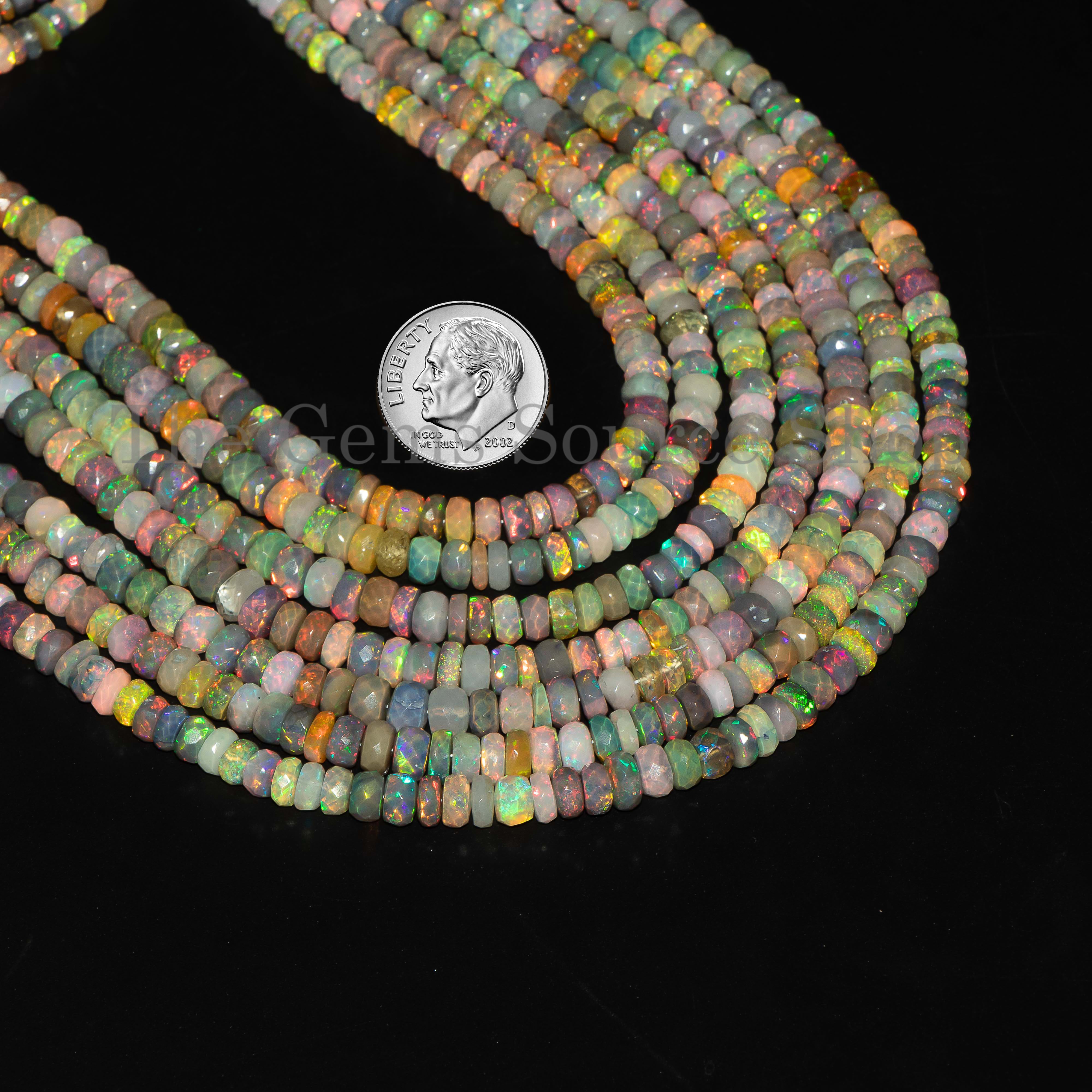 4-5.5mm Natural Disco Opal Faceted Rondelle Shape Wholesale Beads 16" Strand