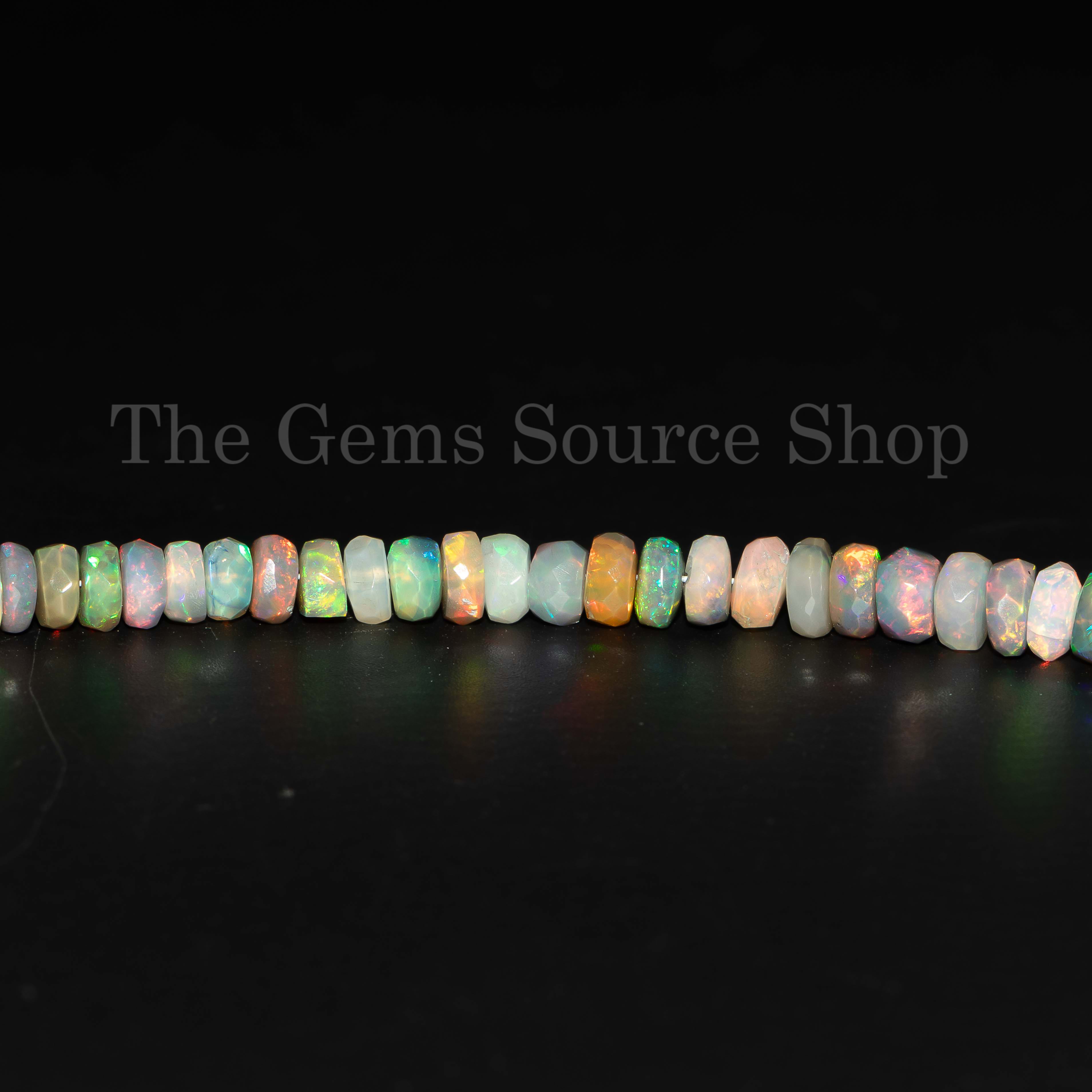 4-5.5mm Natural Disco Opal Faceted Rondelle Shape Wholesale Beads 16" Strand