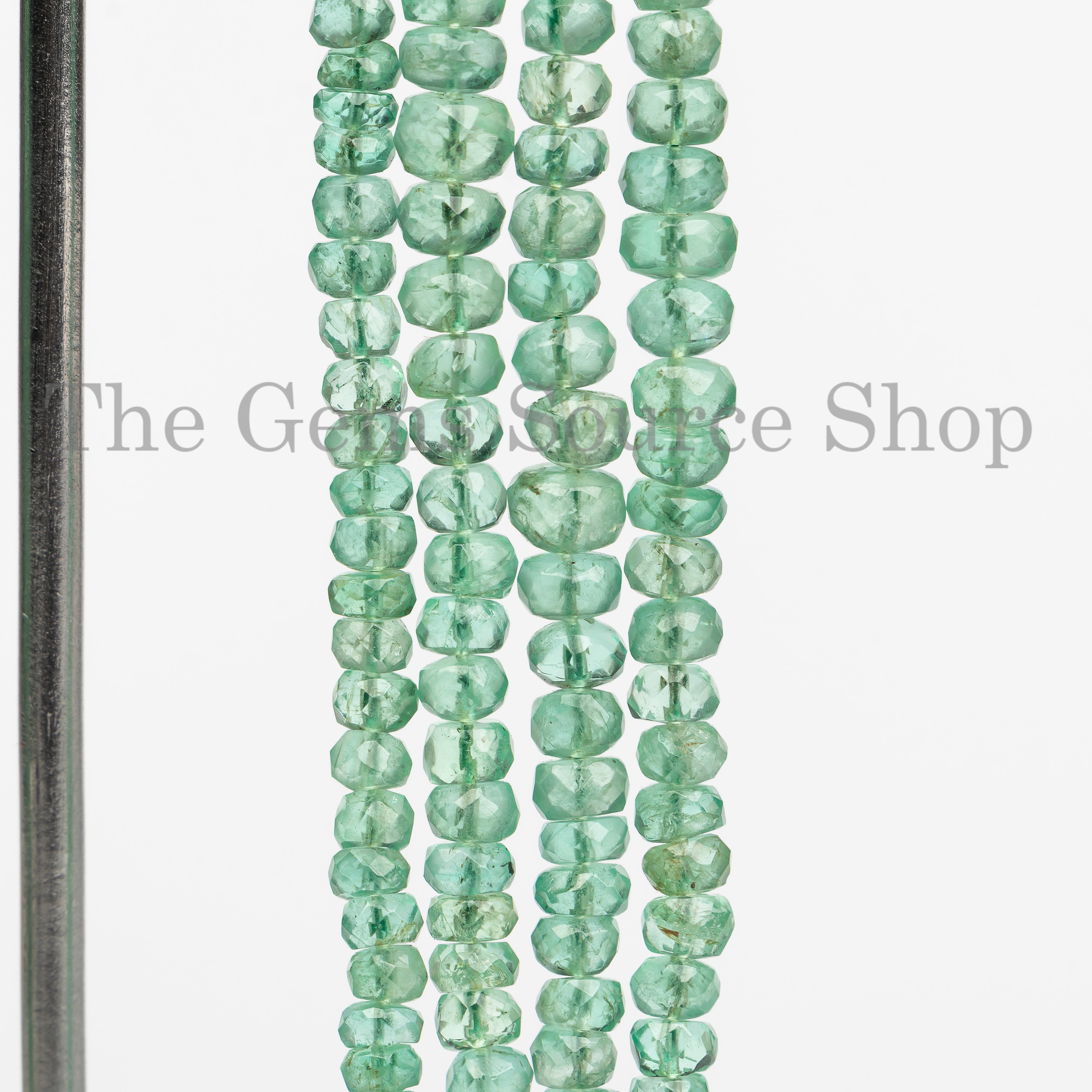 Natural Emerald Faceted Rondelle Shape 2.5-5mm Gemstone Beads 17" Strand for Jewelry