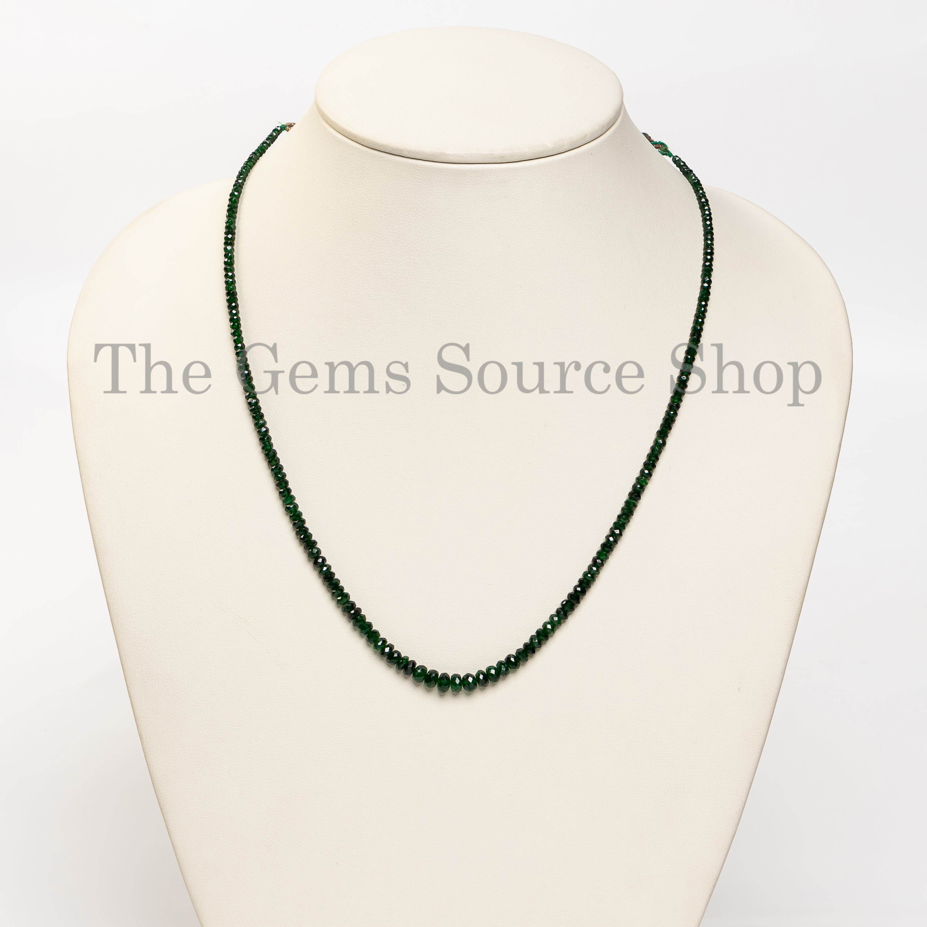 Natural Emerald Rondelle Beaded Necklace- Handcrafted Single Line Gemstone Jewelry