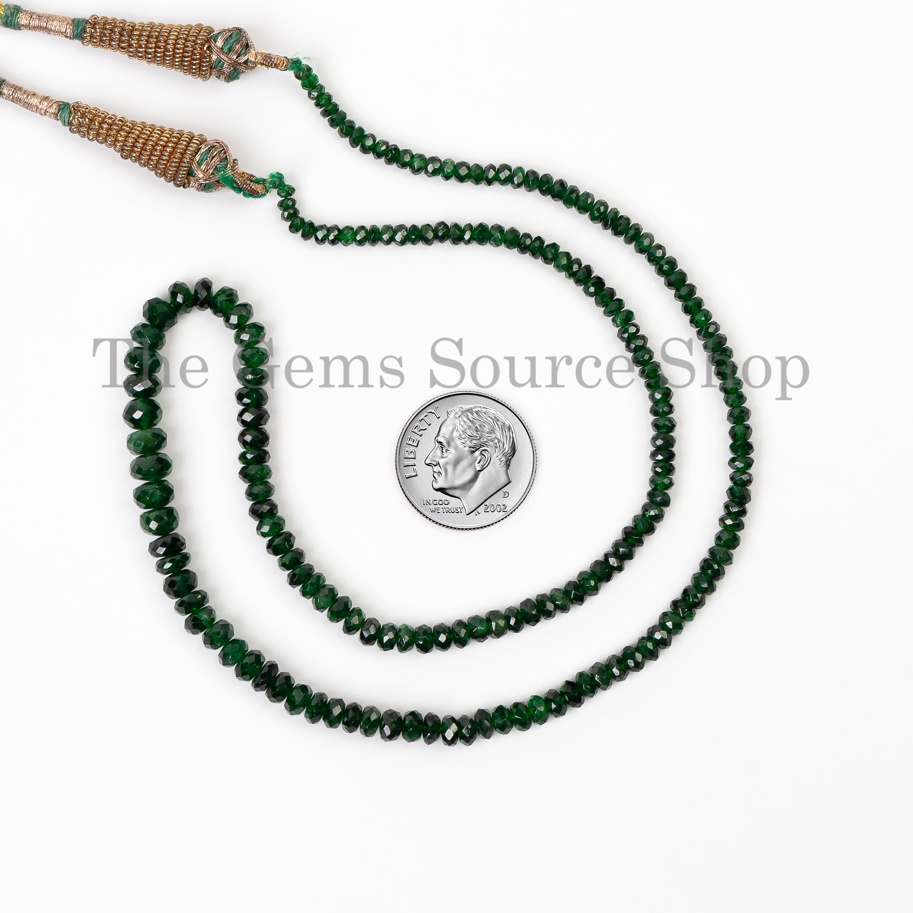 Natural Emerald Rondelle Beaded Necklace- Handcrafted Single Line Gemstone Jewelry