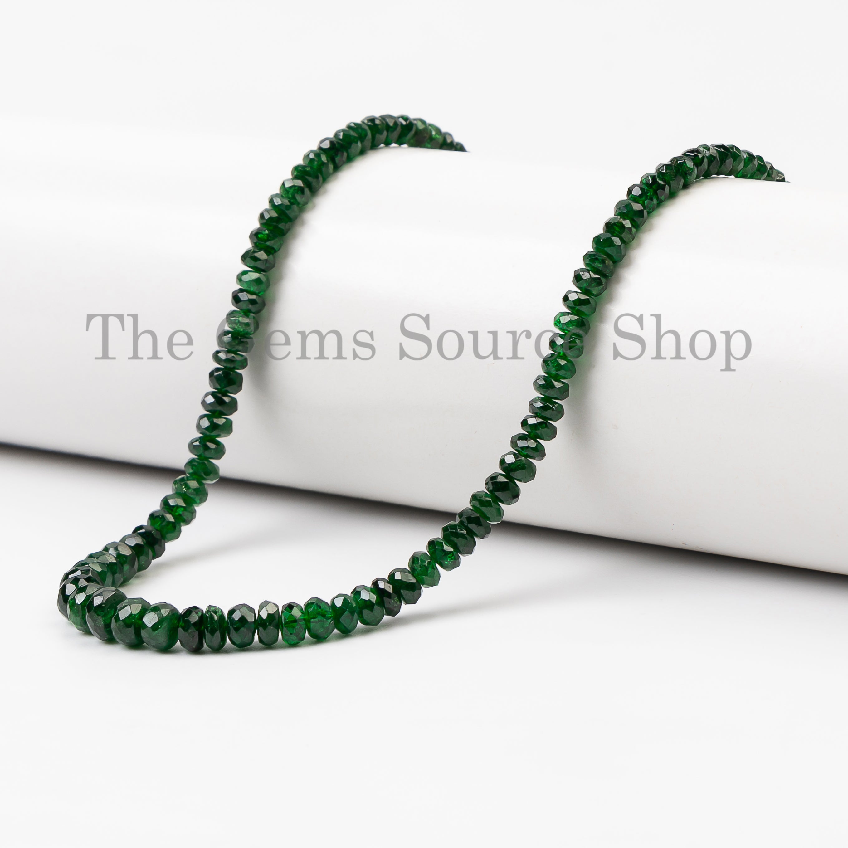 Natural Emerald Rondelle Beaded Necklace- Handcrafted Single Line Gemstone Jewelry