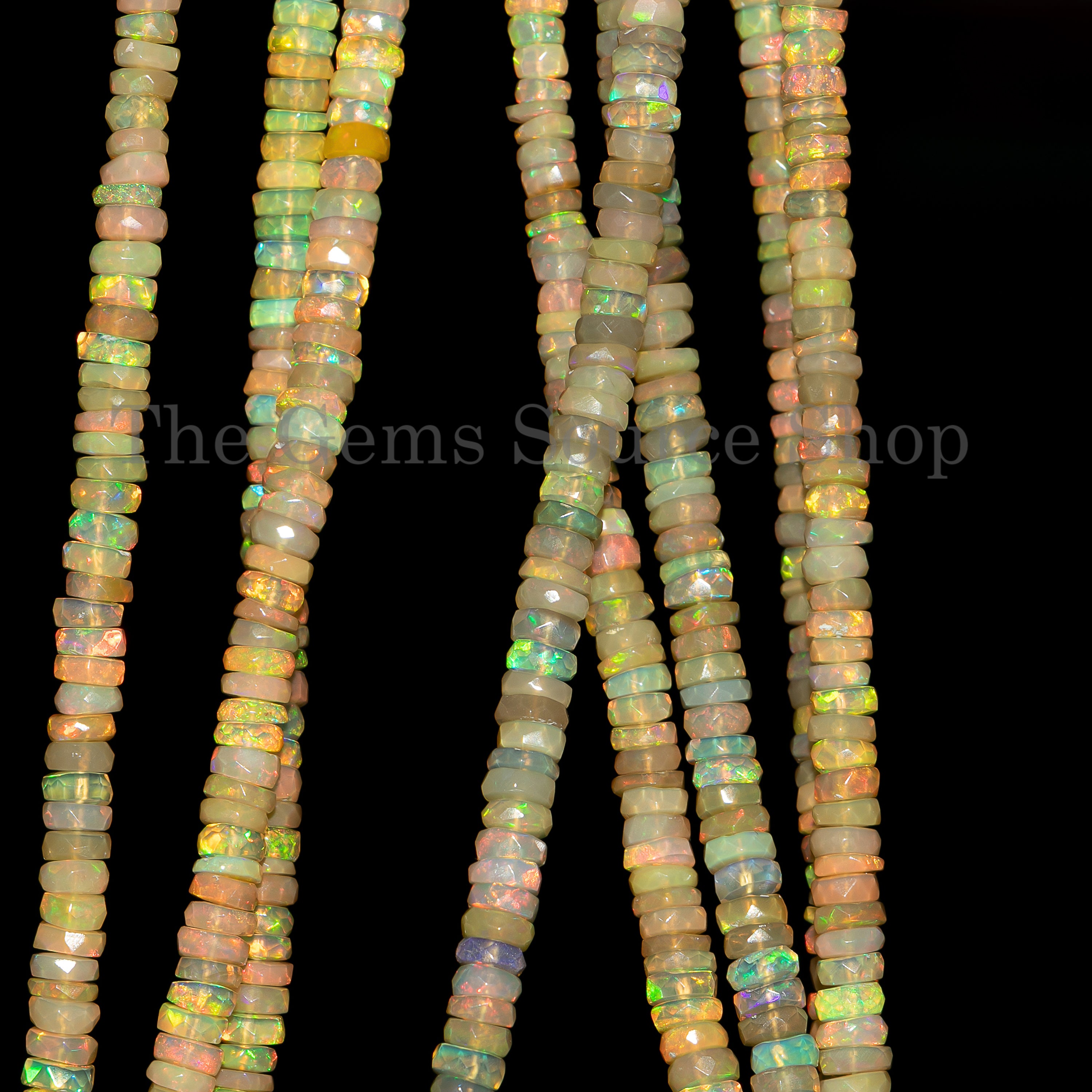 4-6mm-17" Natural Ethiopian Opal Faceted Tyre Shape Gemstone Beads Strand