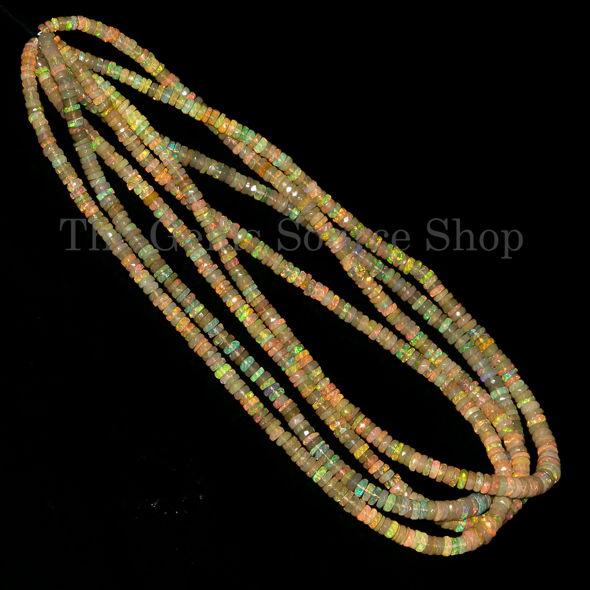 4-6mm-17" Natural Ethiopian Opal Faceted Tyre Shape Gemstone Beads Strand