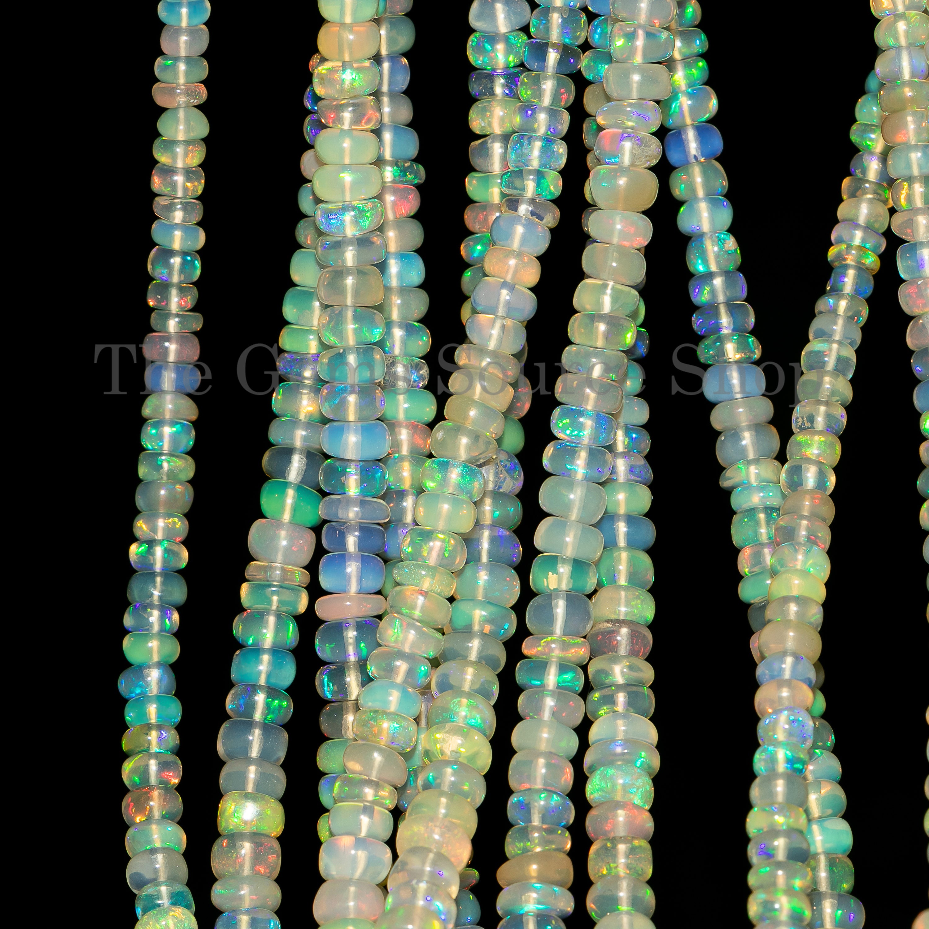 2.5-4mm-15" Natural Ethiopian Opal Smooth Rondelle Shape Gemstone Beads Strand