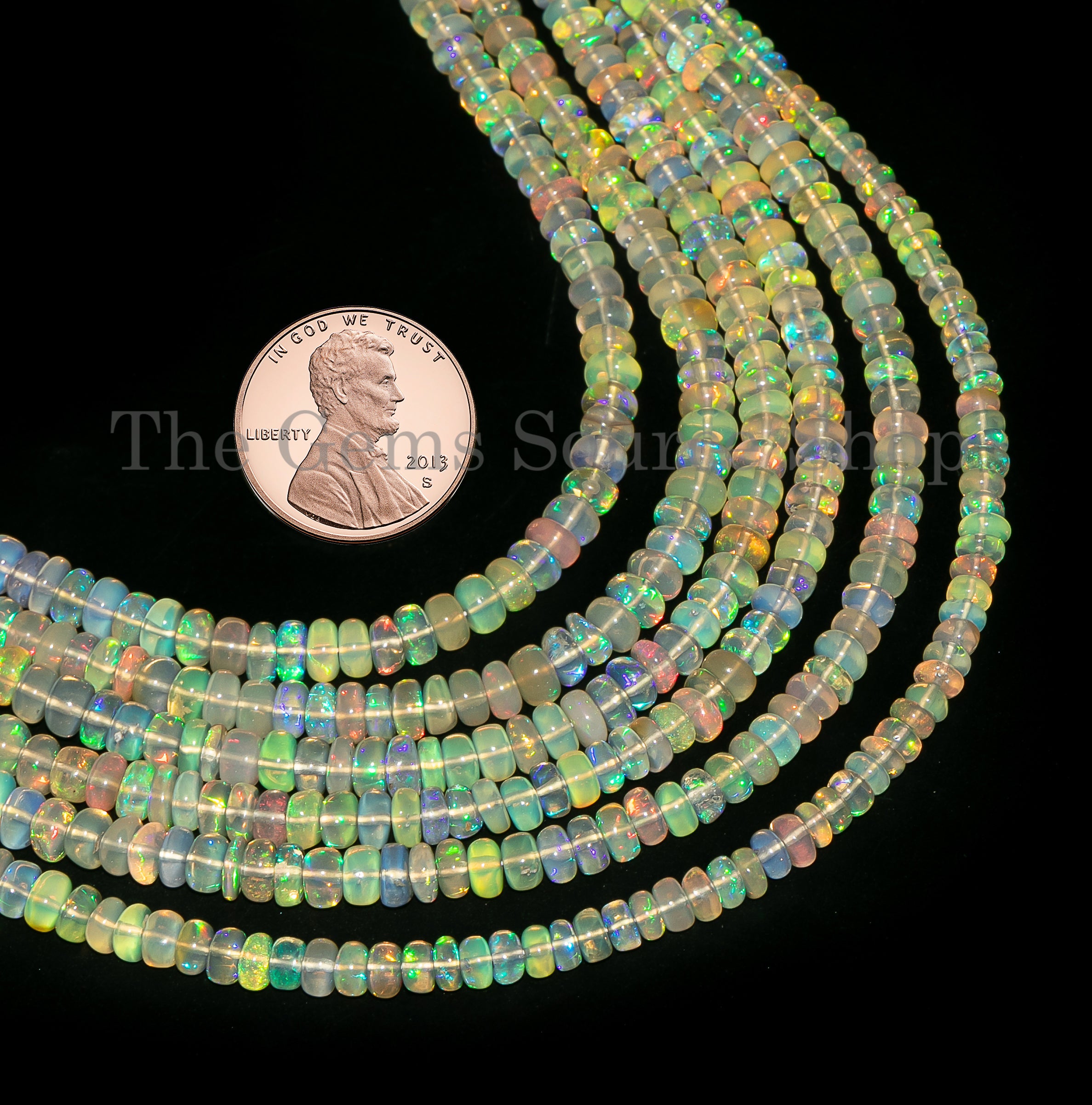 2.5-4mm-15" Natural Ethiopian Opal Smooth Rondelle Shape Gemstone Beads Strand