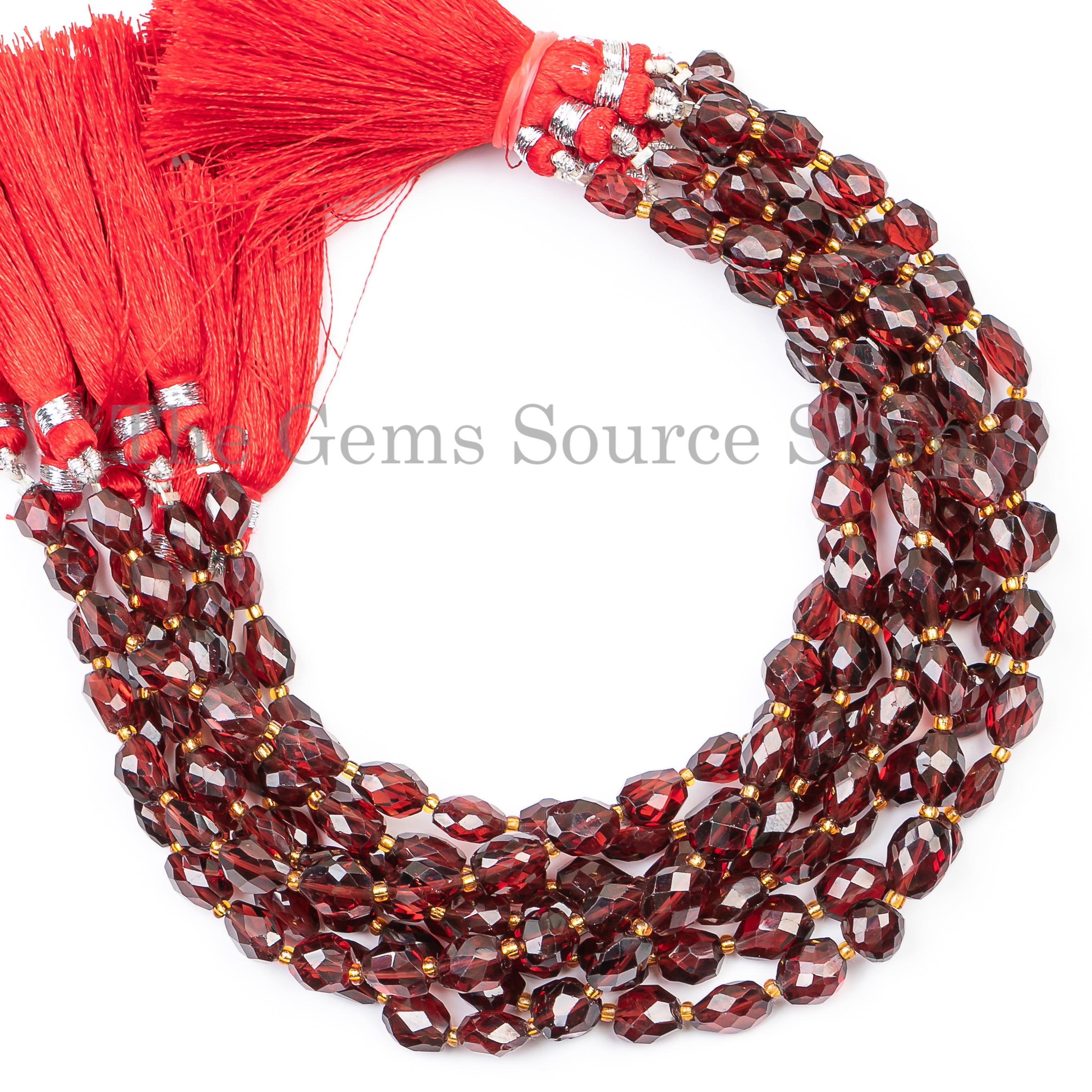 Natural Garnet 4x6-7x9mm Faceted Nuggets/ Tumble Gemstone Beads 8" Bulk Strand