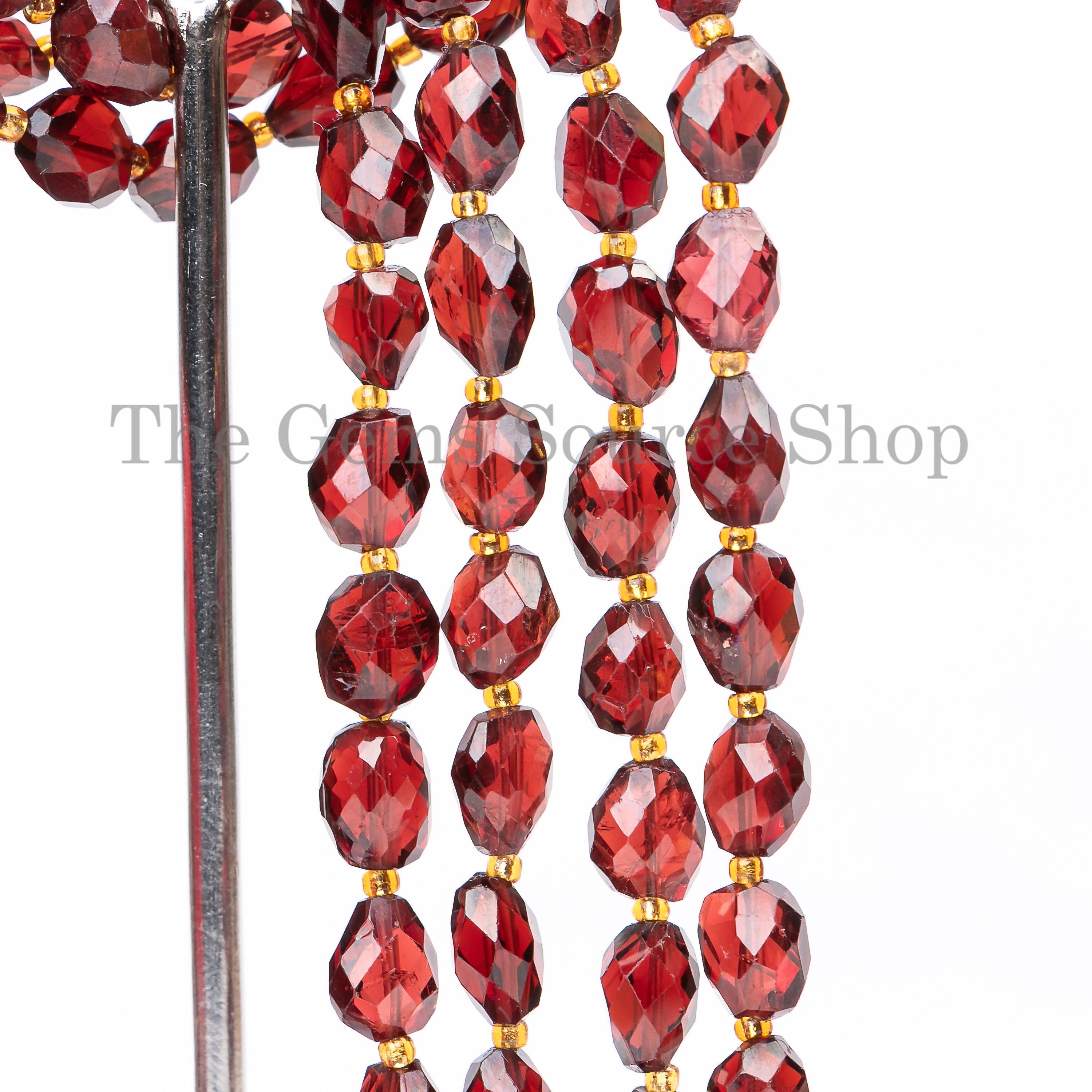 Natural Garnet 4x6-7x9mm Faceted Nuggets/ Tumble Gemstone Beads 8" Bulk Strand