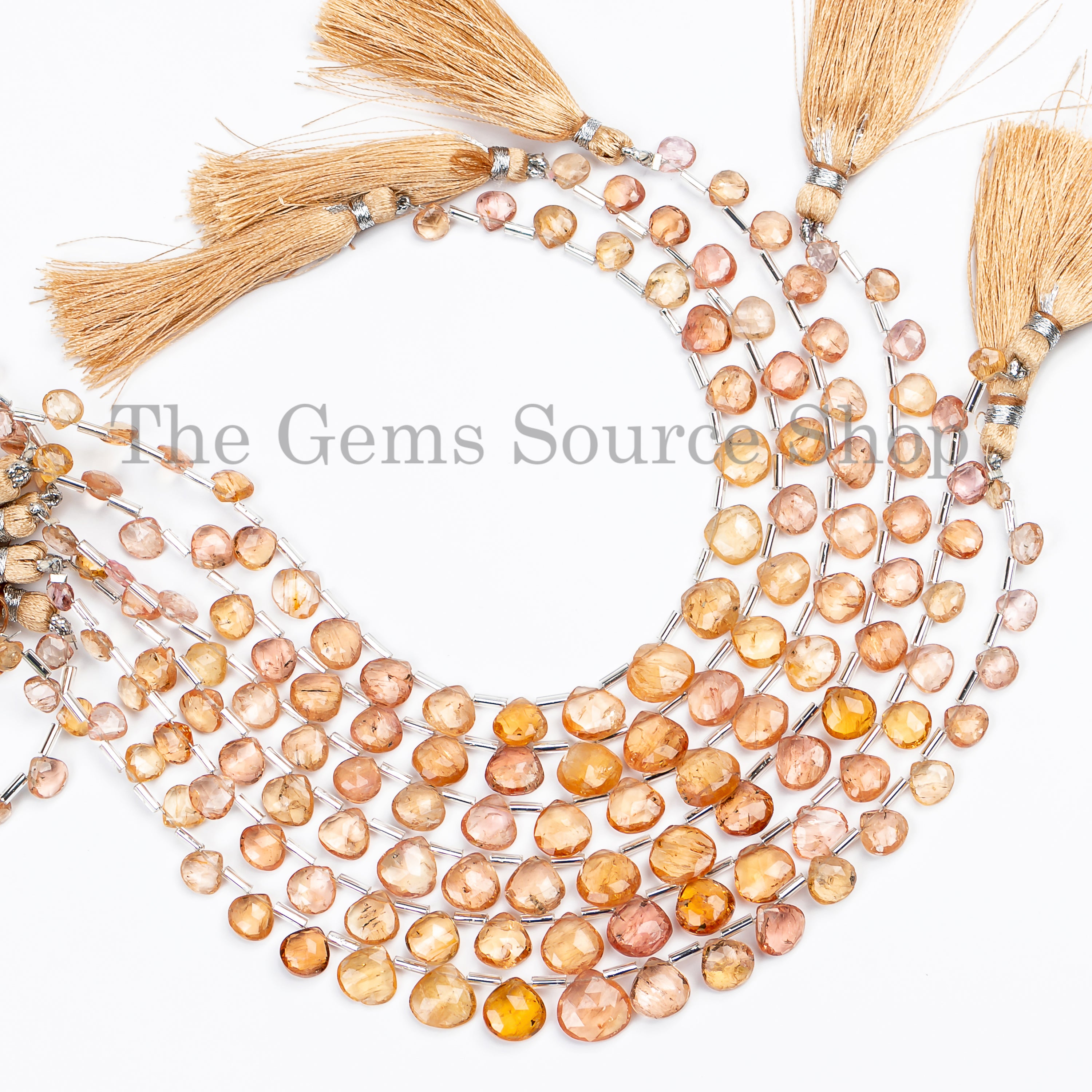 Natural Imperial Topaz 6-9mm Faceted Heart Shape Gemstone Beads 8" Bulk Strand