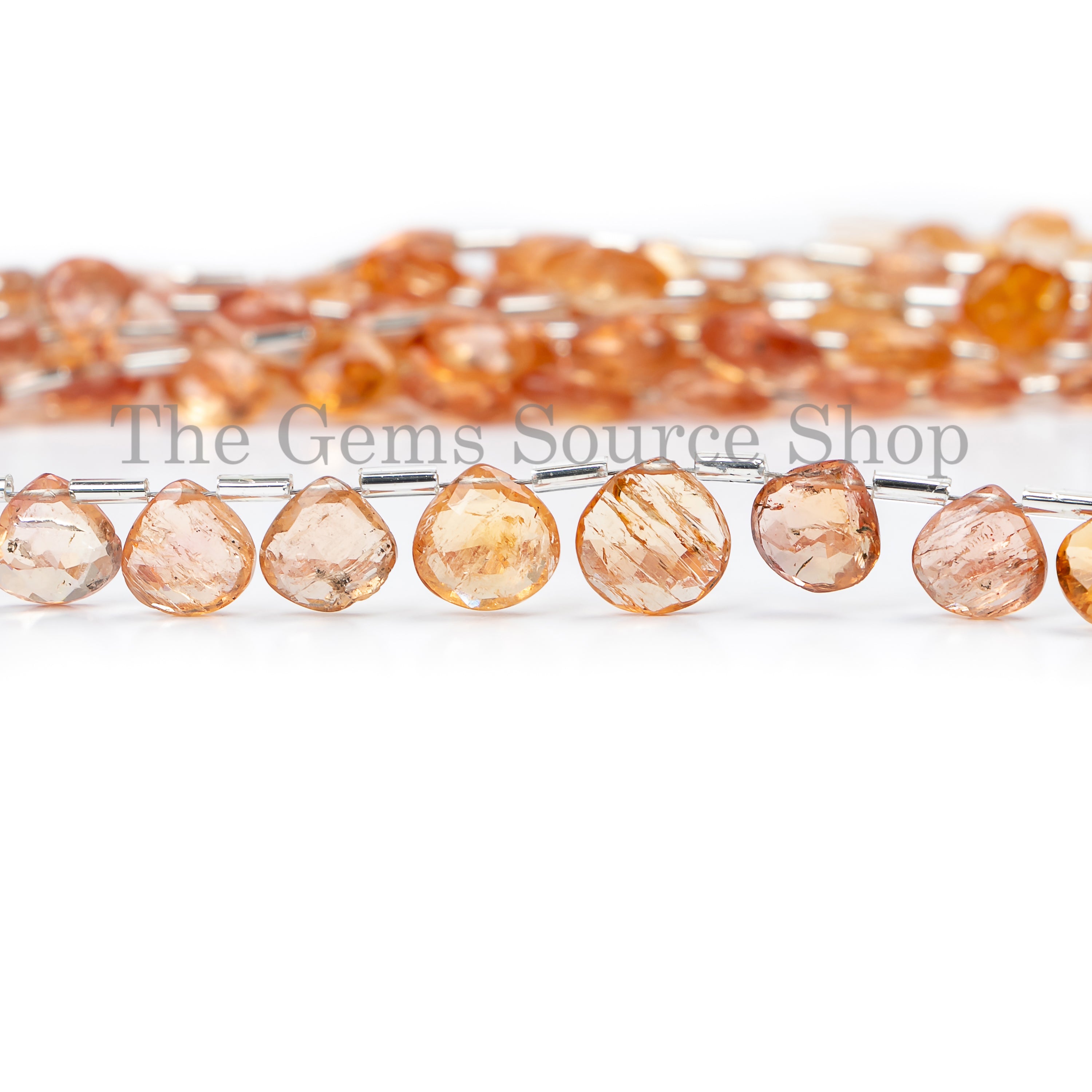 Natural Imperial Topaz 6-9mm Faceted Heart Shape Gemstone Beads 8" Bulk Strand