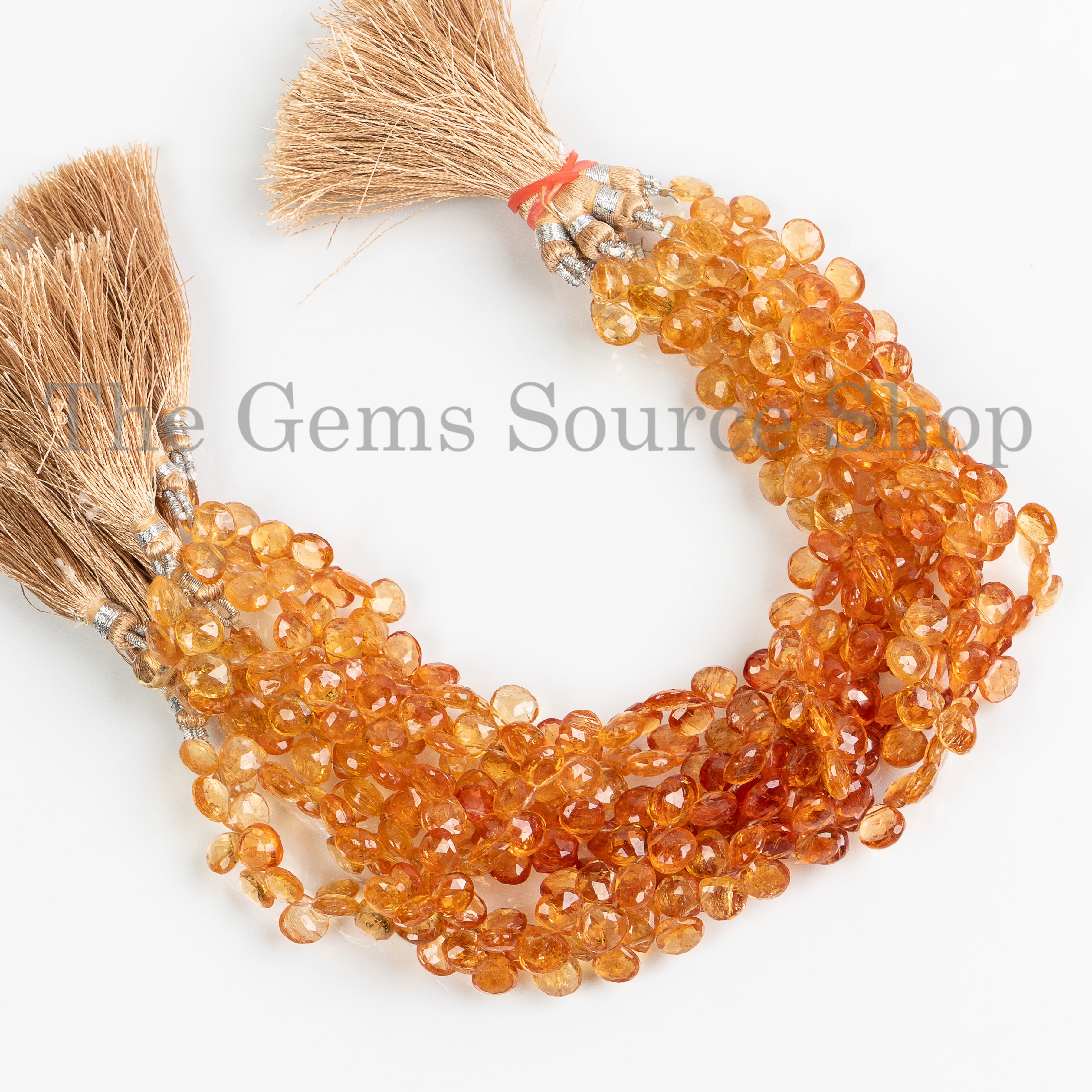 Natural Imperial Topaz Faceted Heart Shape 6.5-7.5mm Gemstone Beads 9" Strand