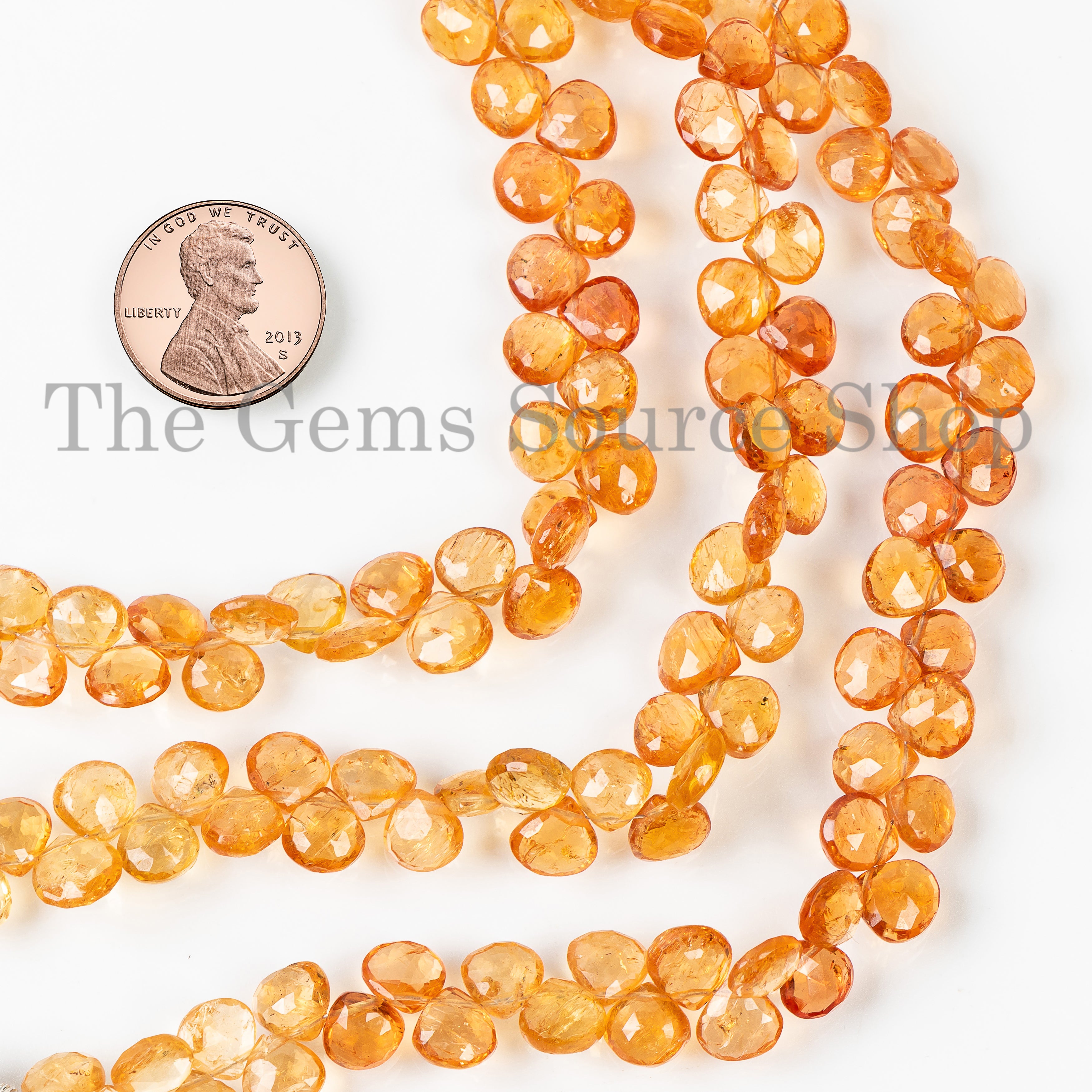 Natural Imperial Topaz Faceted Heart Shape 6.5-7.5mm Gemstone Beads 9" Strand