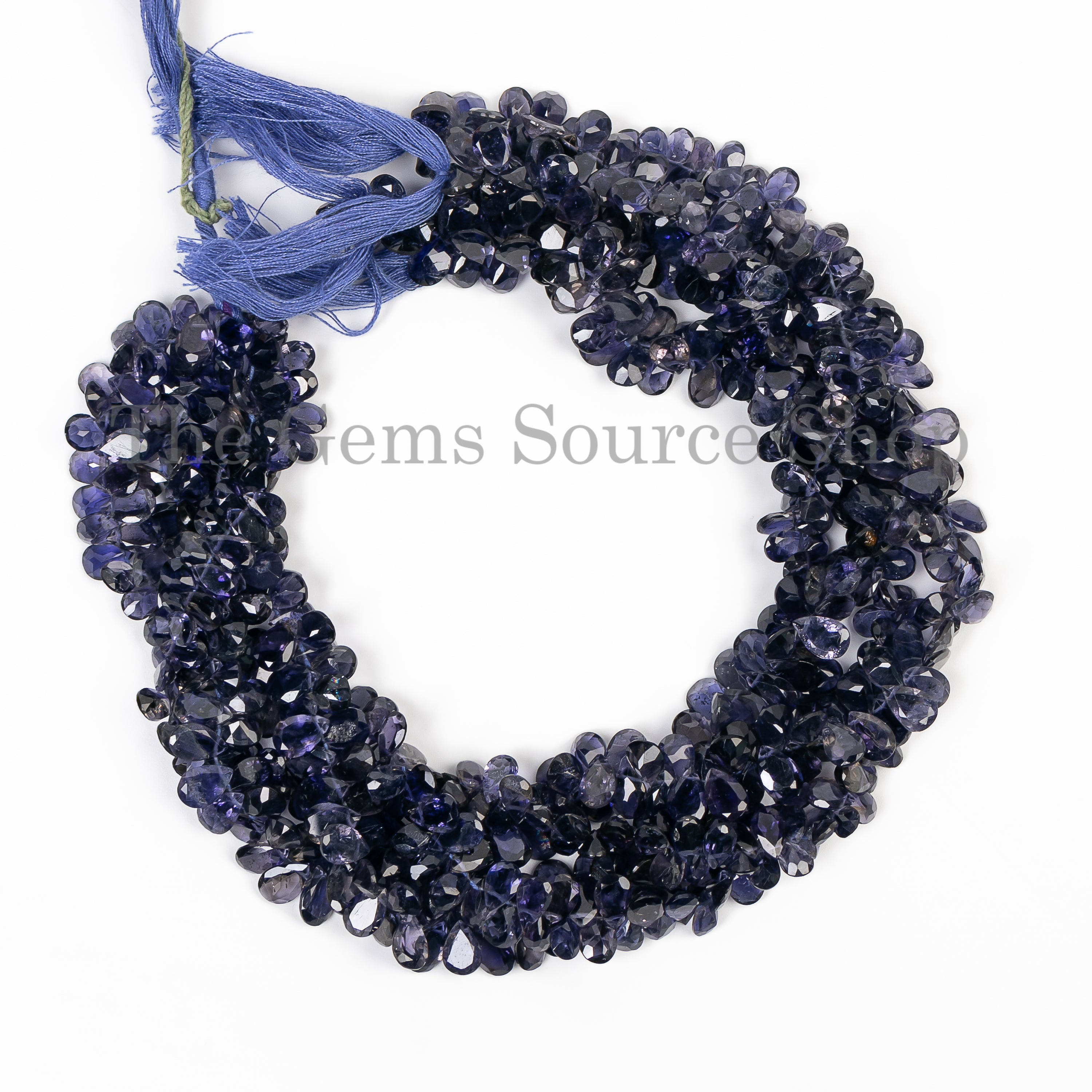 Natural Iolite Faceted Pear Shape Top Drilled Gemstone Beads Strand- 13"-6x8-5.5x7.5mm