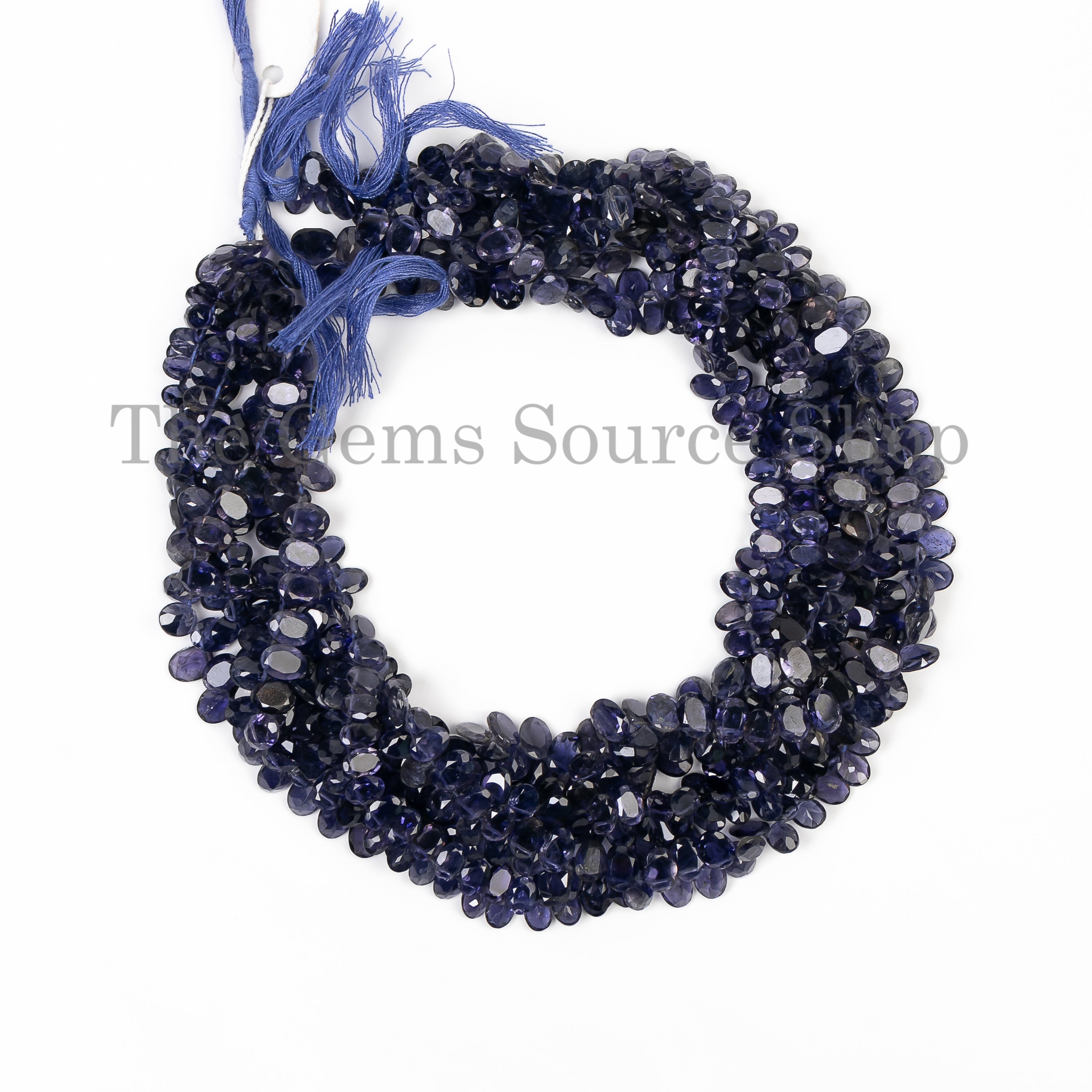 Natural Iolite Rose Cut Faceted Oval Shape Top Drilled Gemstone Beads Strand- 14"-5x7-6x8mm