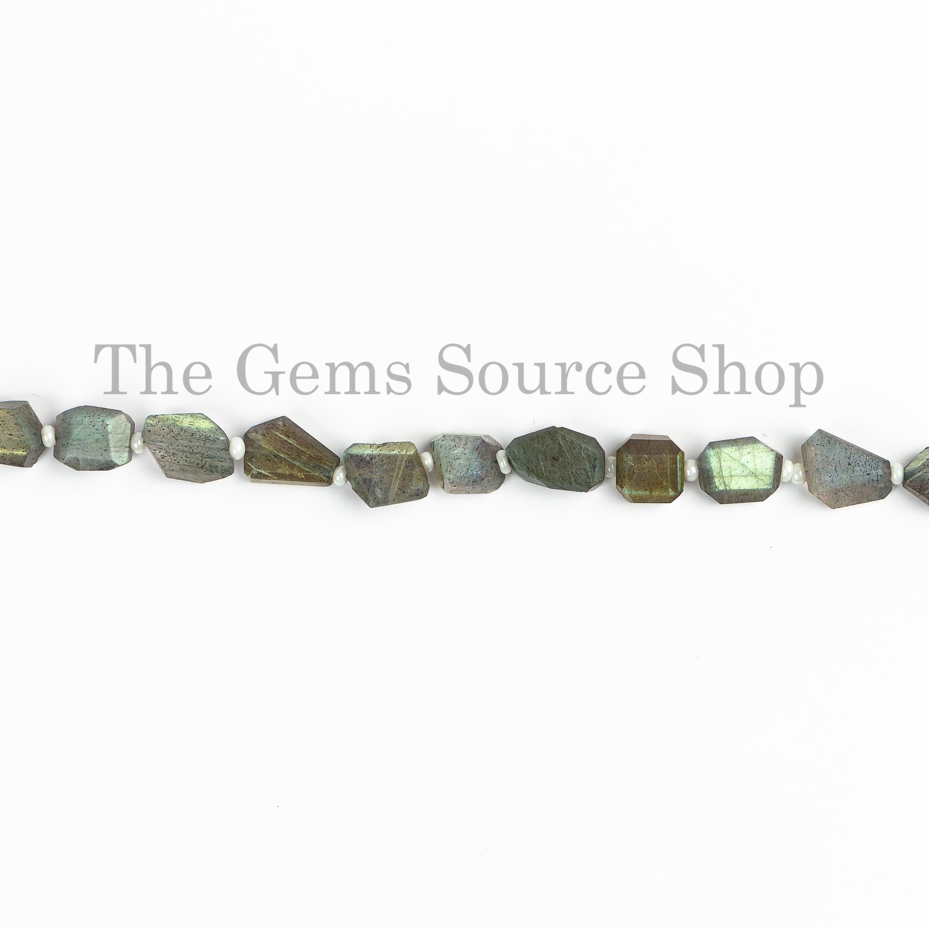 Natural Labradorite 6x8-7x10mm Faceted Nuggets/Tumble Shape Beads 13" Bulk Strand