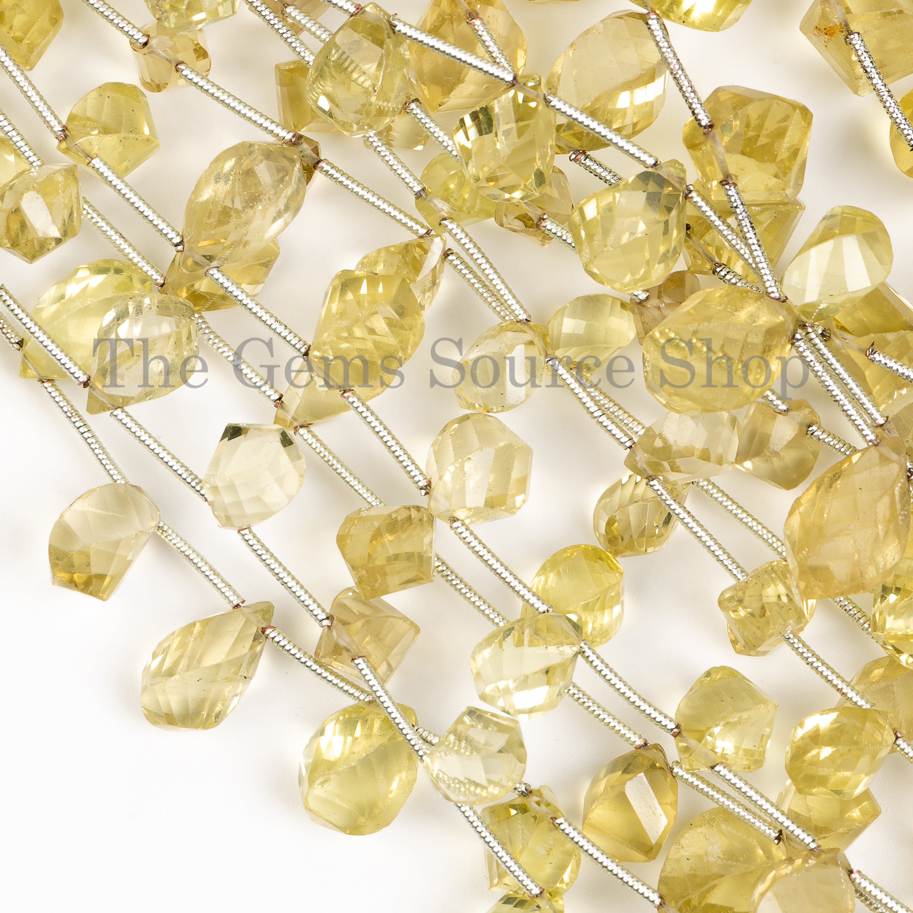 7x11.5-8x14mm-8" Natural Lemon Quartz Fancy Cut Drop Shape Beads for Jewelry Makings