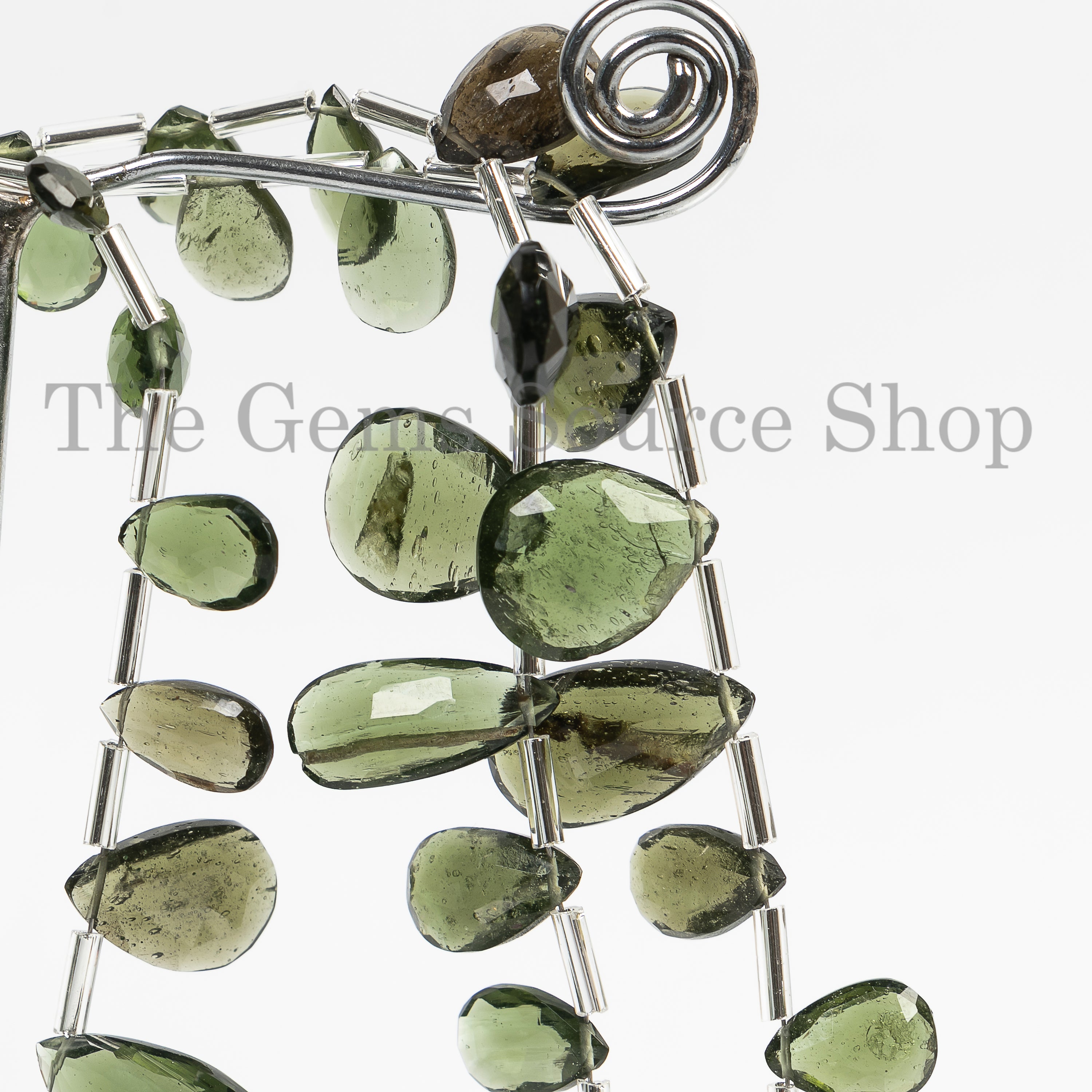 Natural Moldavite Smooth Pear Shape 4x6.5-12x18mm Gemstone Beads 9" Strand