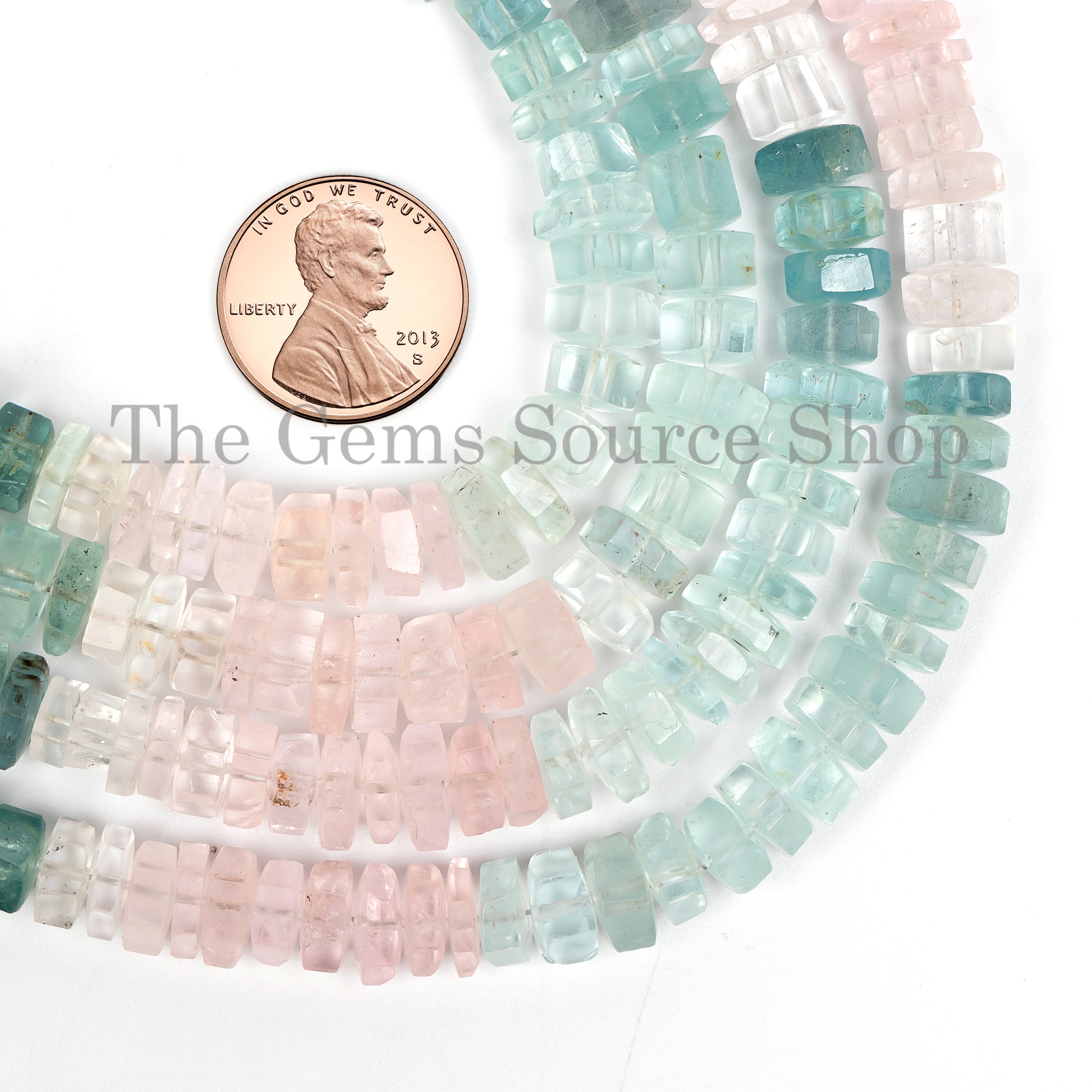 6.5-7.5mm-18" Natural Multi Aquamarine Faceted Tyre Shape Beads for Jewelry Makings