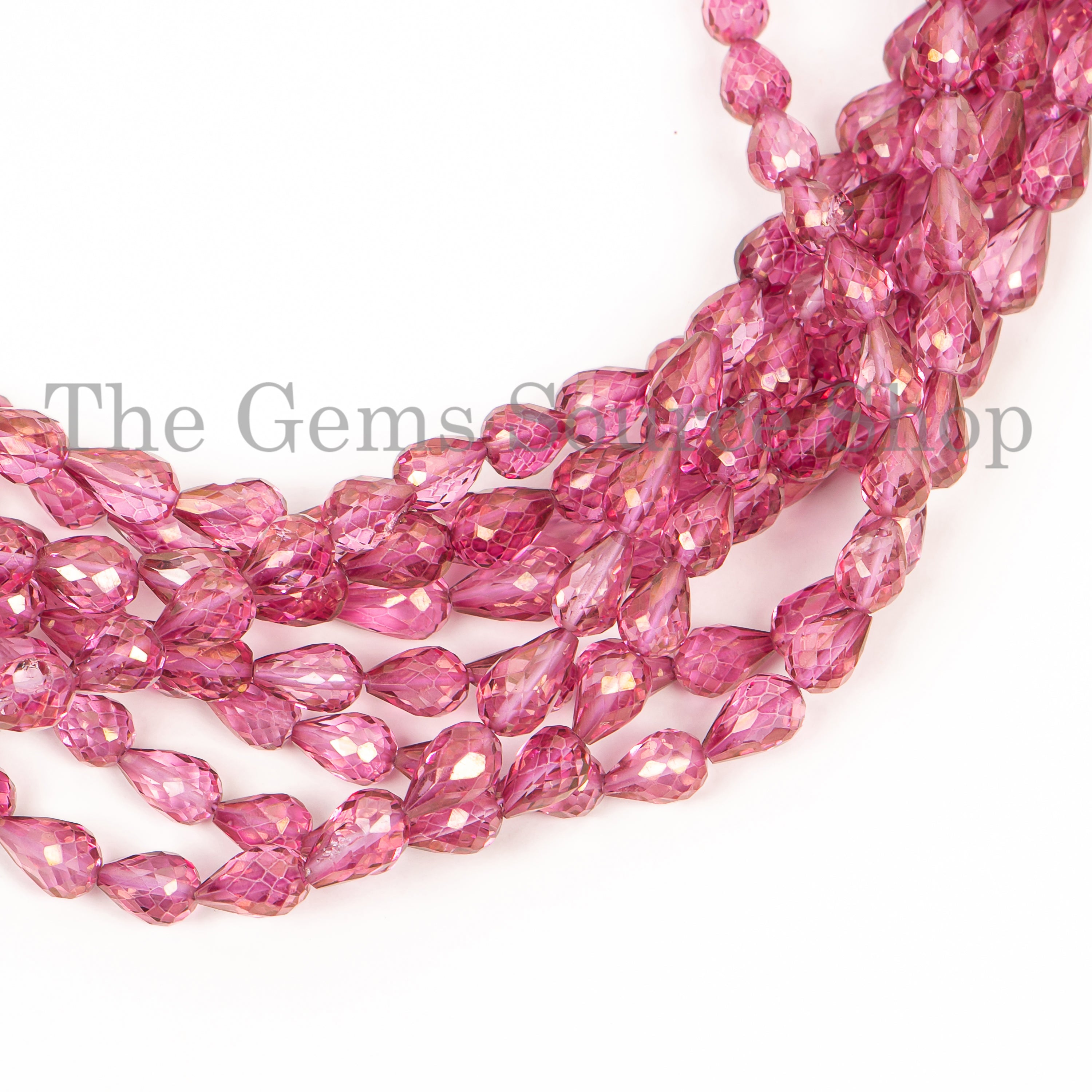 Natural Mystic Topaz Faceted Drop Shape Gemstone Beads Strand- 4.25x6-5x8mm-8"