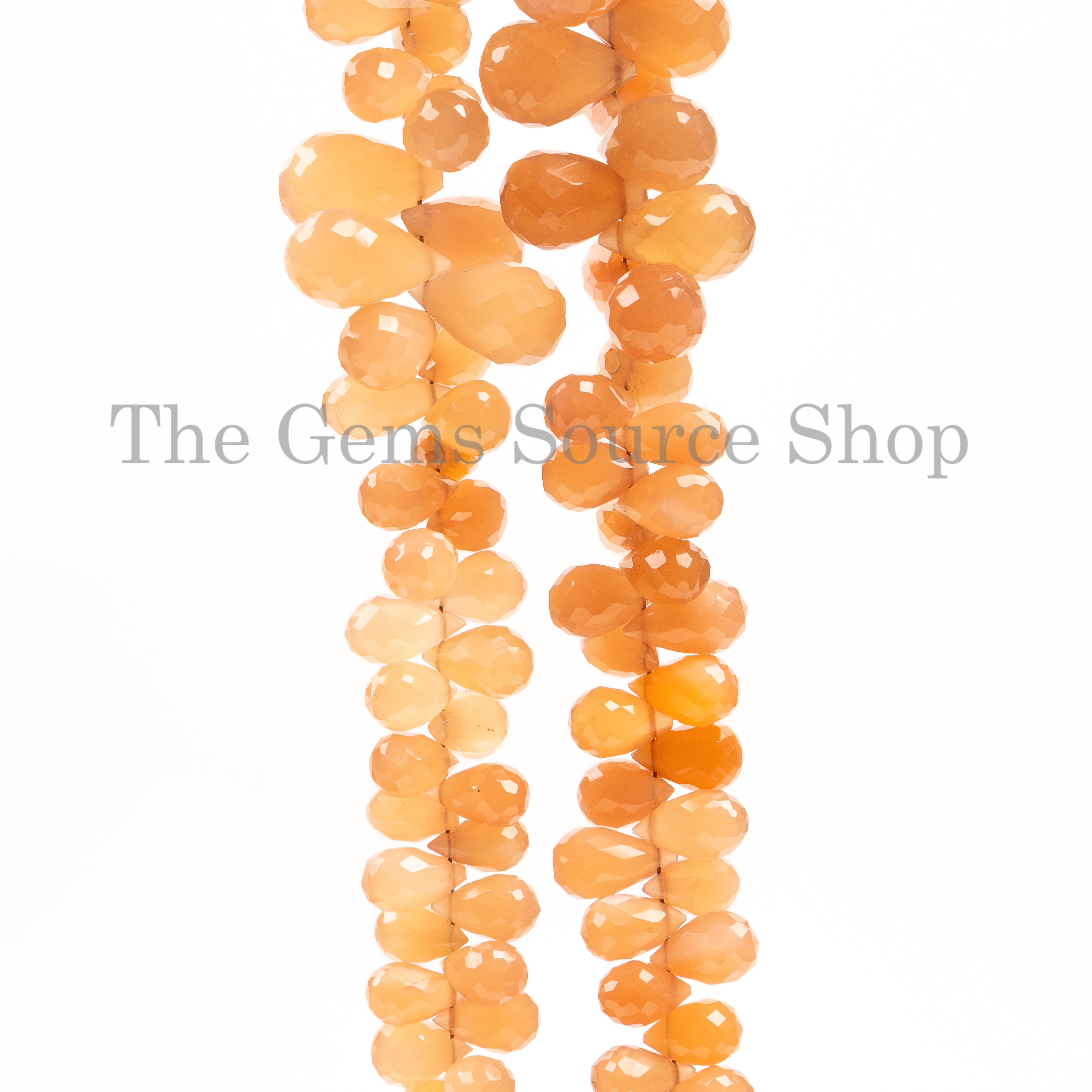 4x6-8x11mm-7" Natural Peach Moonstone Faceted Drops Shape Wholesale Beads Strand